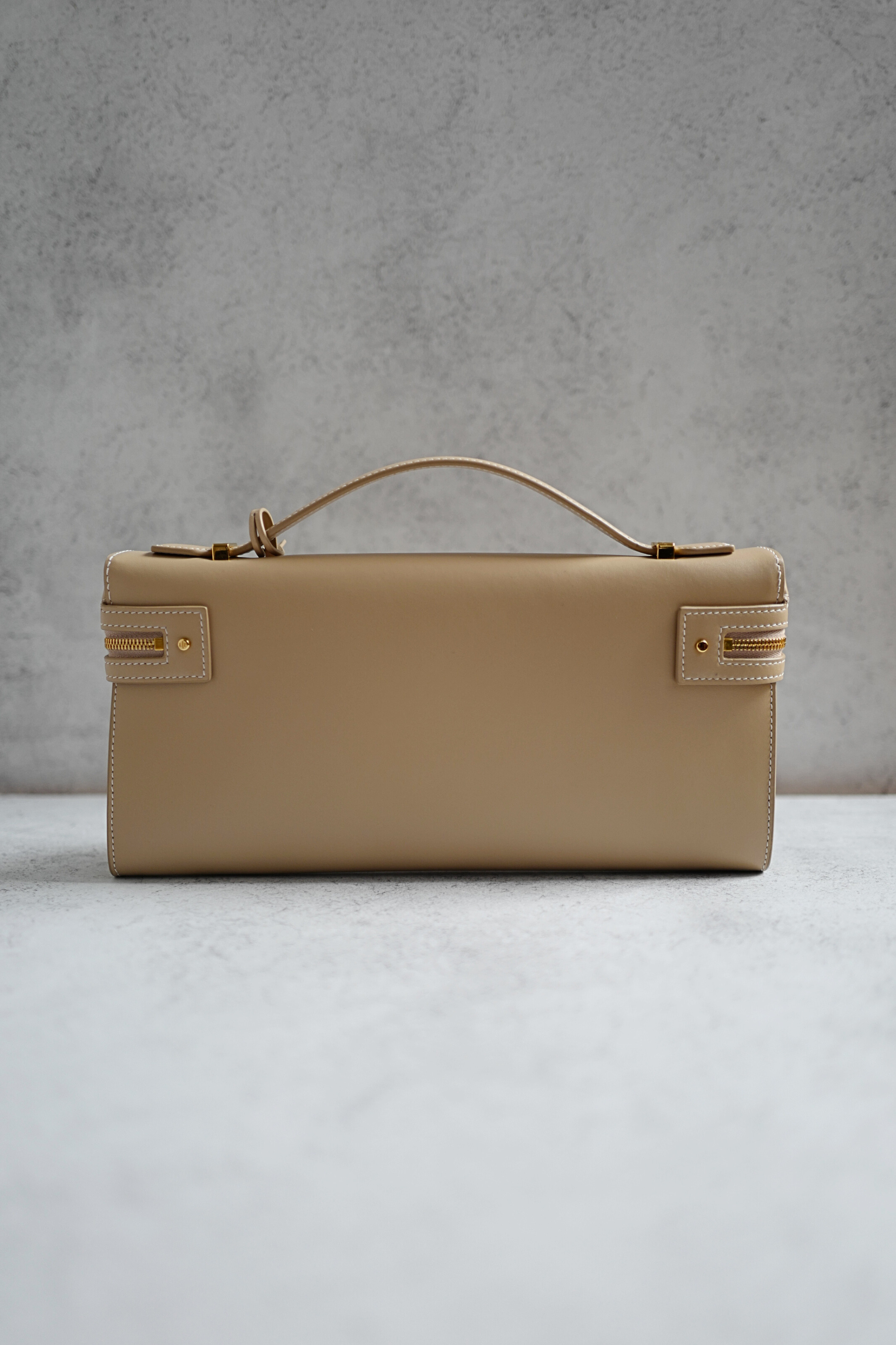Loro Piana Extra Clutch L29 Light Mastic Calfskin with Sun Gold Hardware
