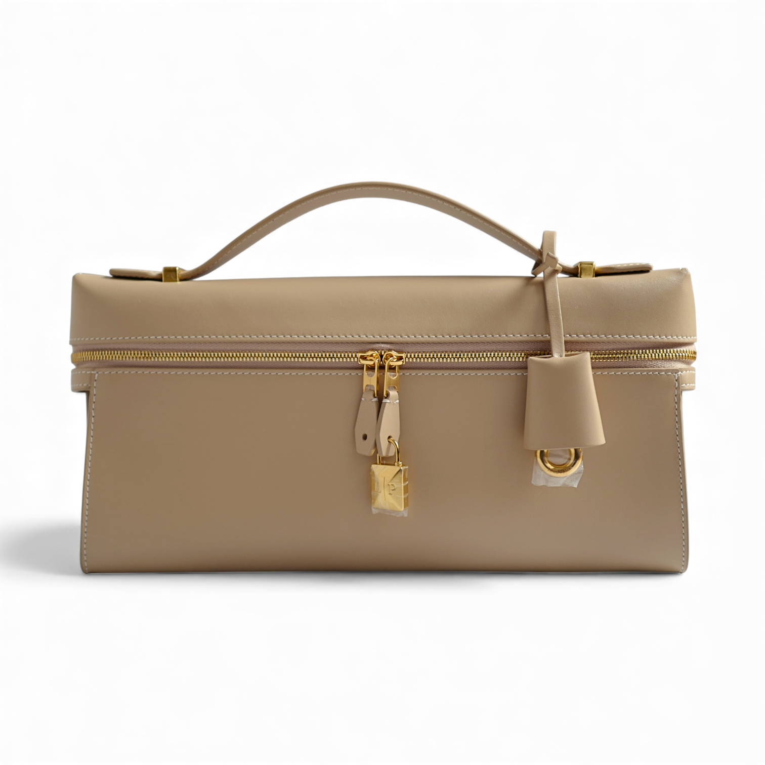 Loro Piana Extra Clutch L29 Light Mastic Calfskin with Sun Gold Hardware