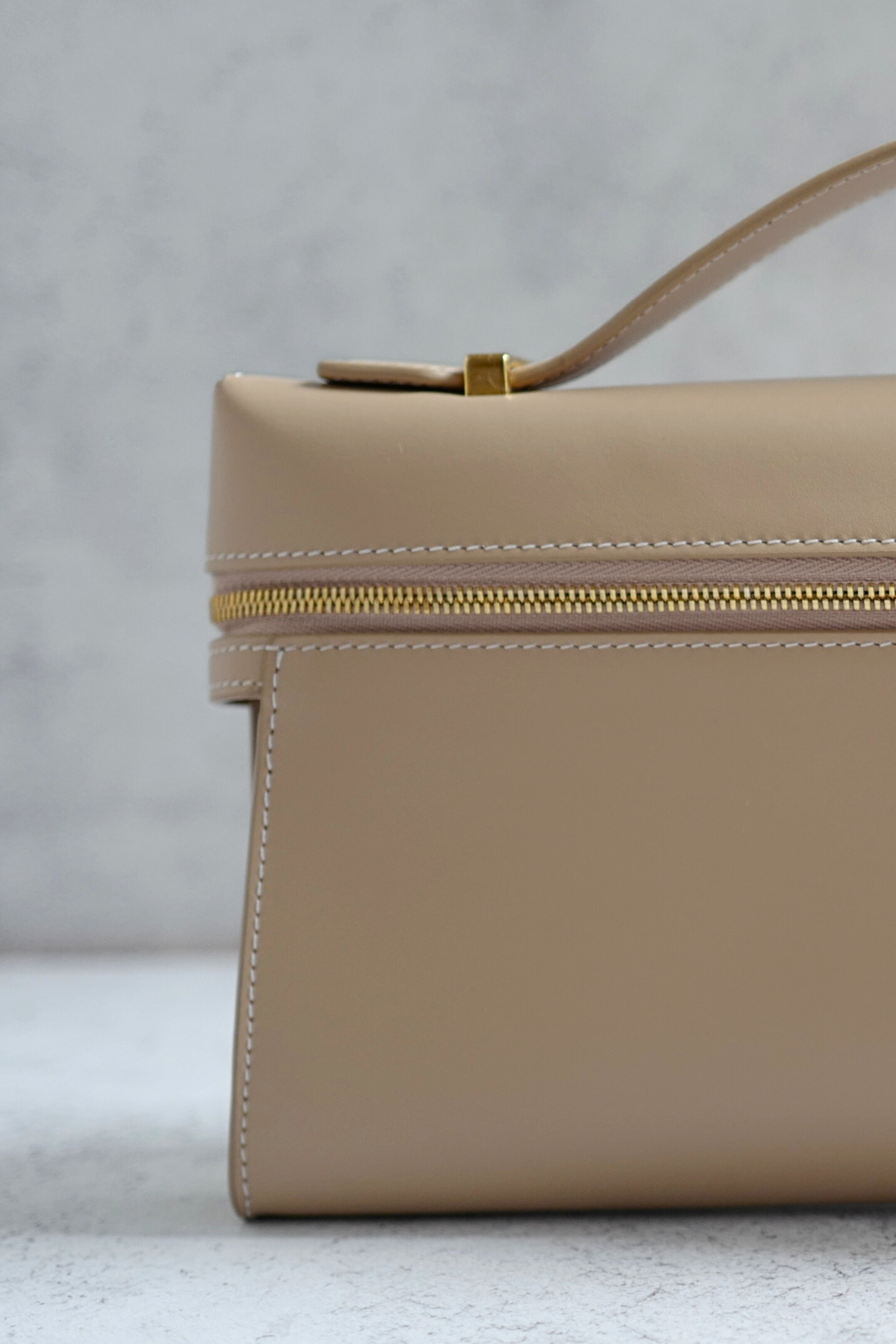 Loro Piana Extra Clutch L29 Light Mastic Calfskin with Sun Gold Hardware