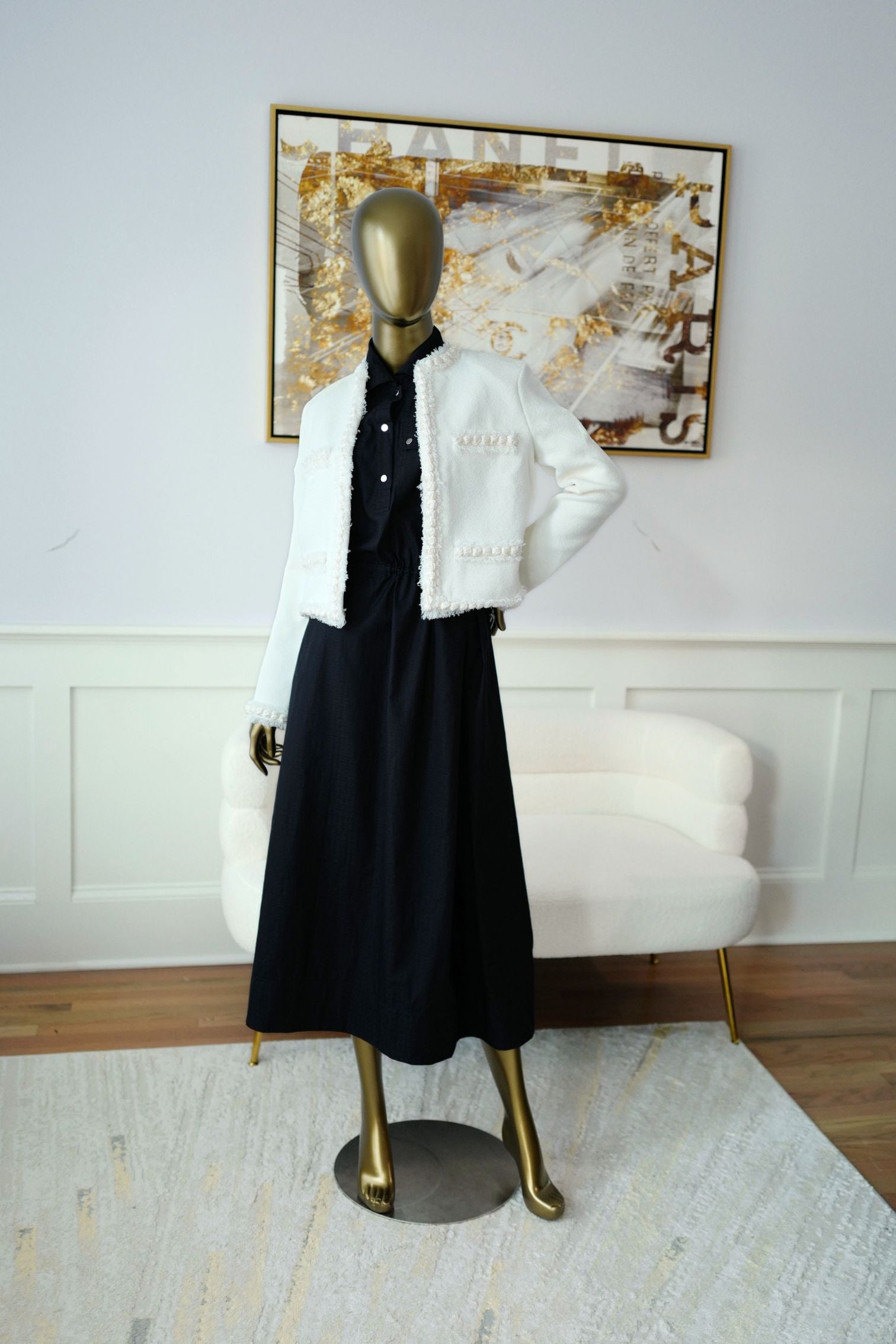 NEW Hermes "Mosaique" short-sleeve dress Noir Size 38