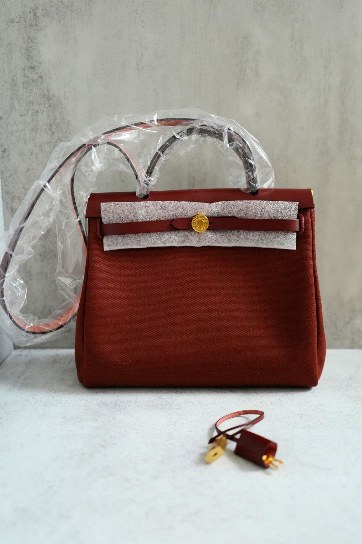 Hermes Herbag Zip 31 Rouge H Militaire Canvas Leather Gold Hardware