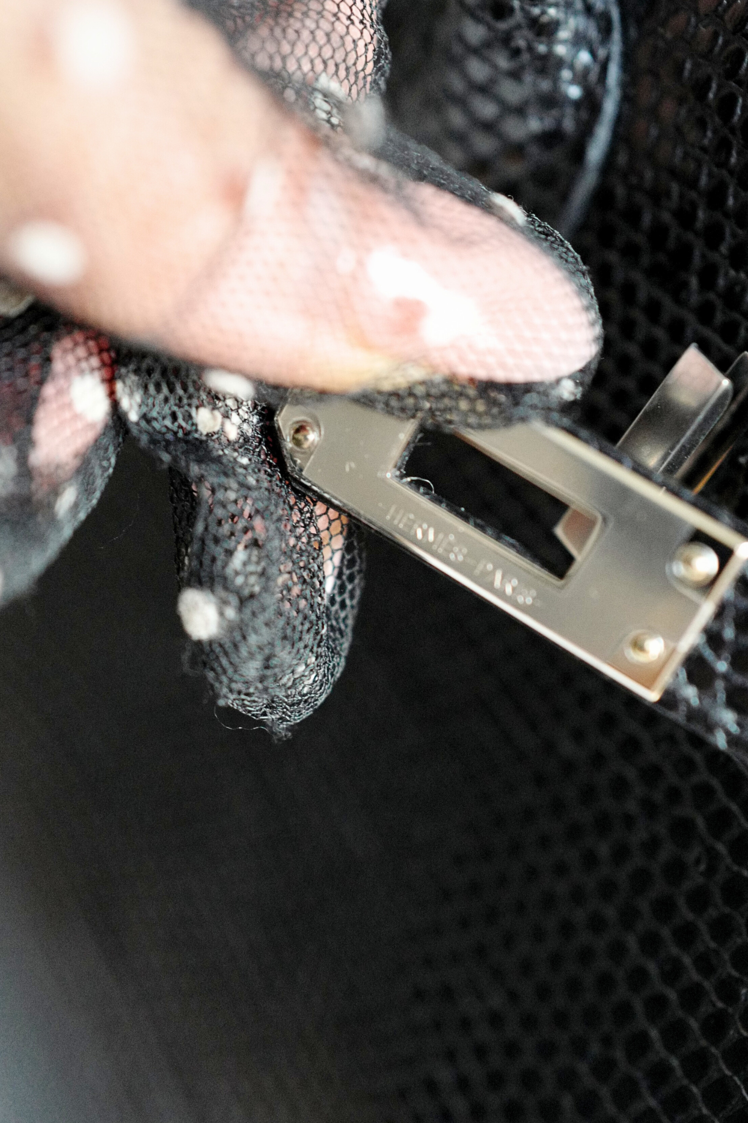 Hermès Birkin 25 Black Lizard Lisse with Palladium Hardware K