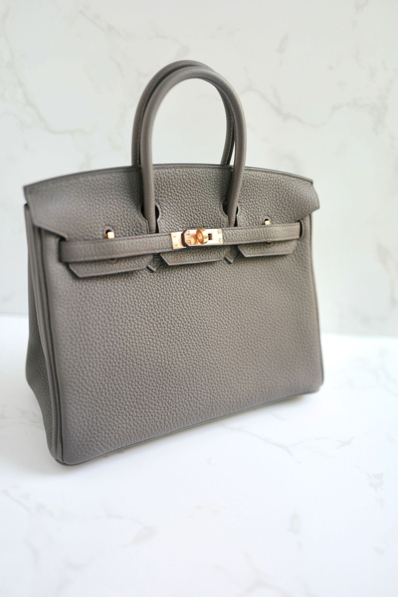 Hermès Birkin 25 Etain Togo Leather Gold Hardware Z Stamp