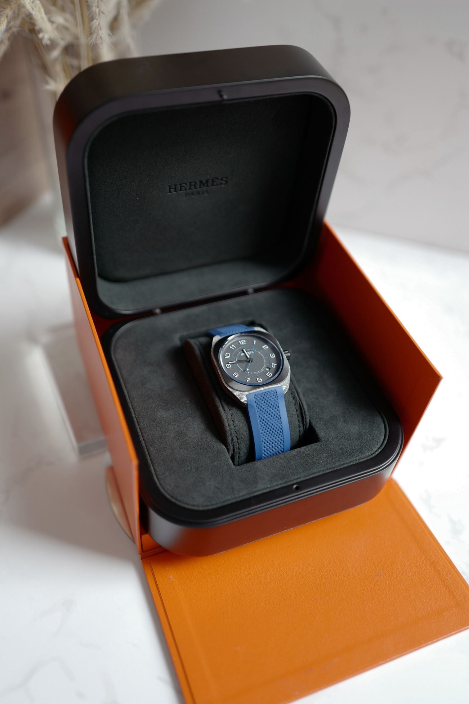 Hermès H08 Titanium Blue Edition Blue Rubber Strap 42 mm