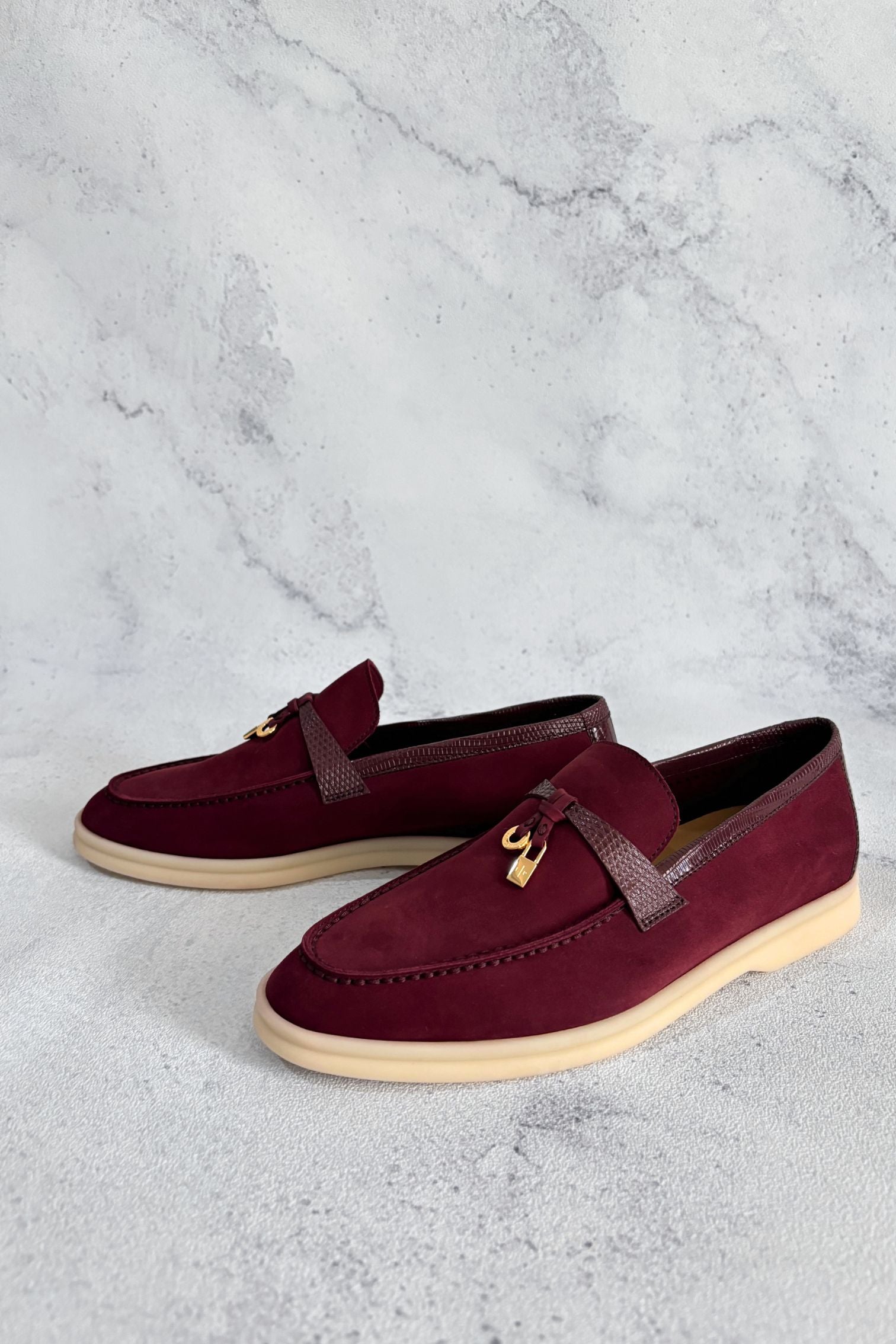 Loro Piana Summer Charms Walk Loafers Azuki Beans Lizard/Suede 37 Limited Ed
