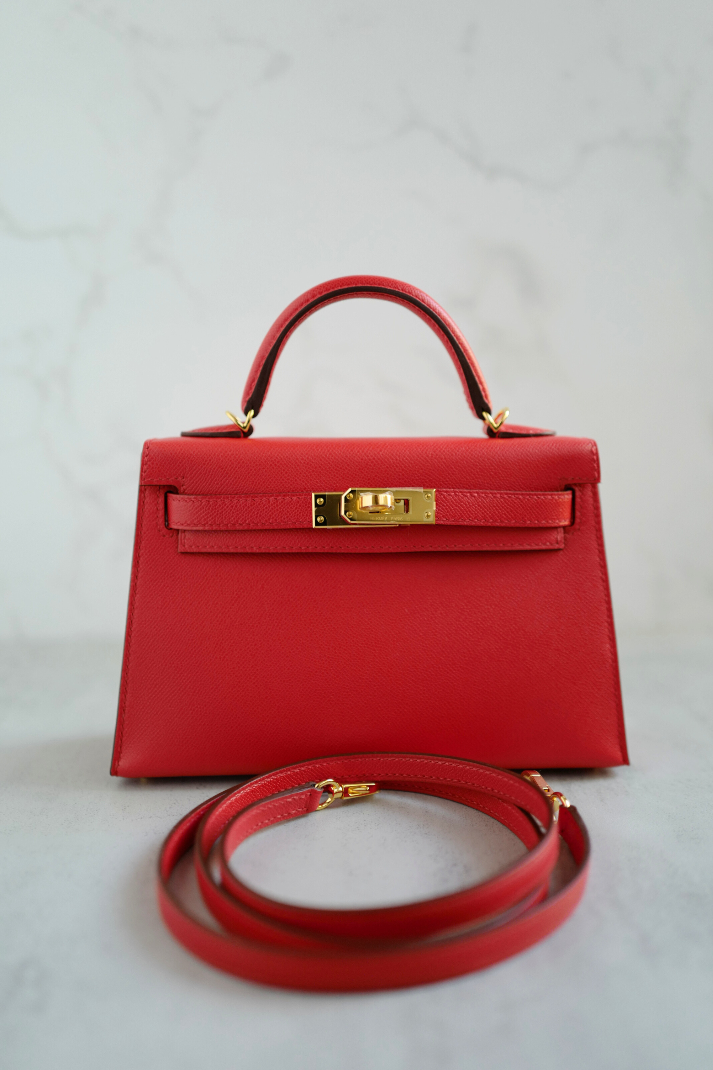 Hermès Mini Kelly Rouge De Coeur Madame Leather Gold Hardware Stamp K