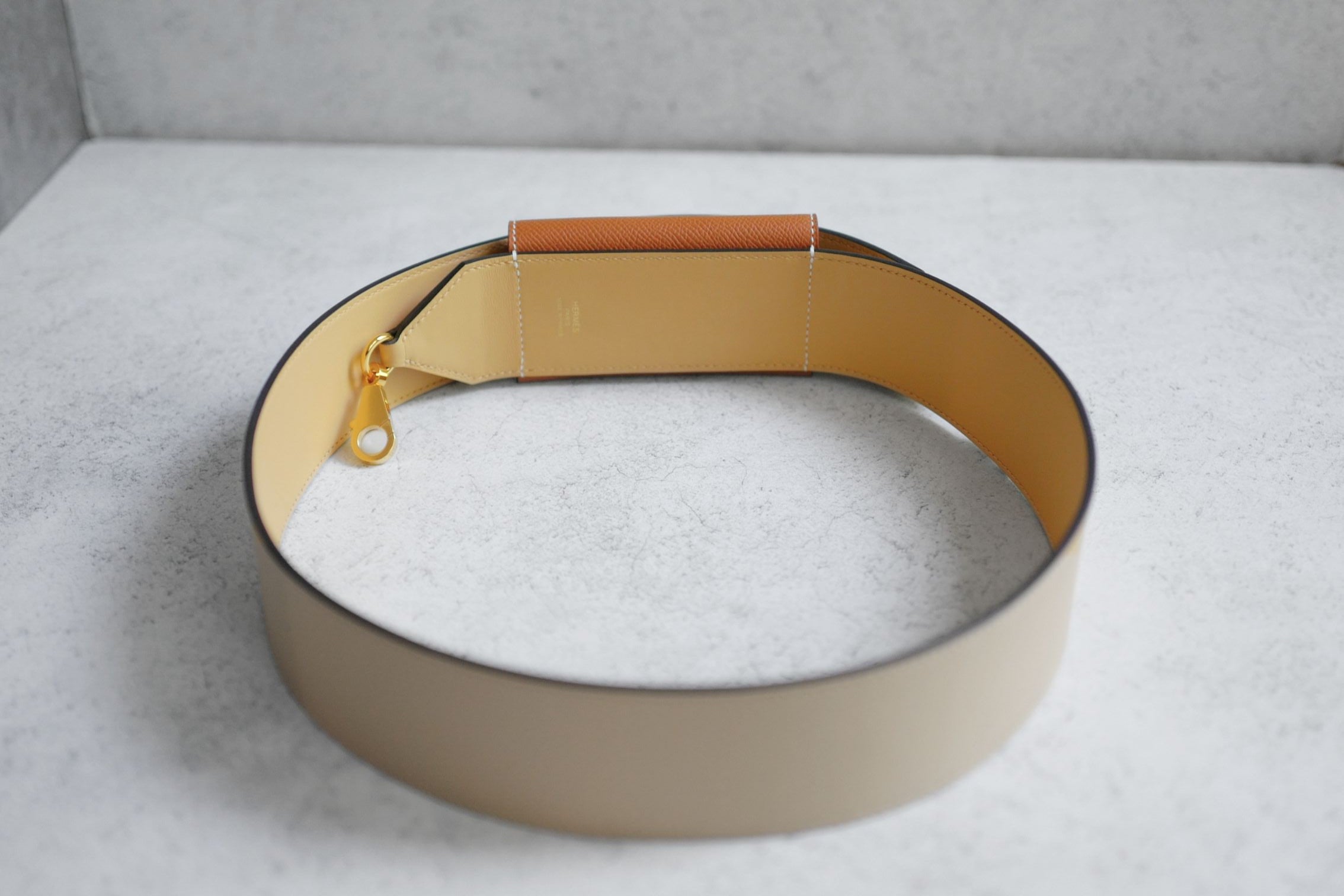 Hermès Kelly Pocket Bag Strap Naturel/Sable/Gold Swift Epsom Calfskin 105 mm