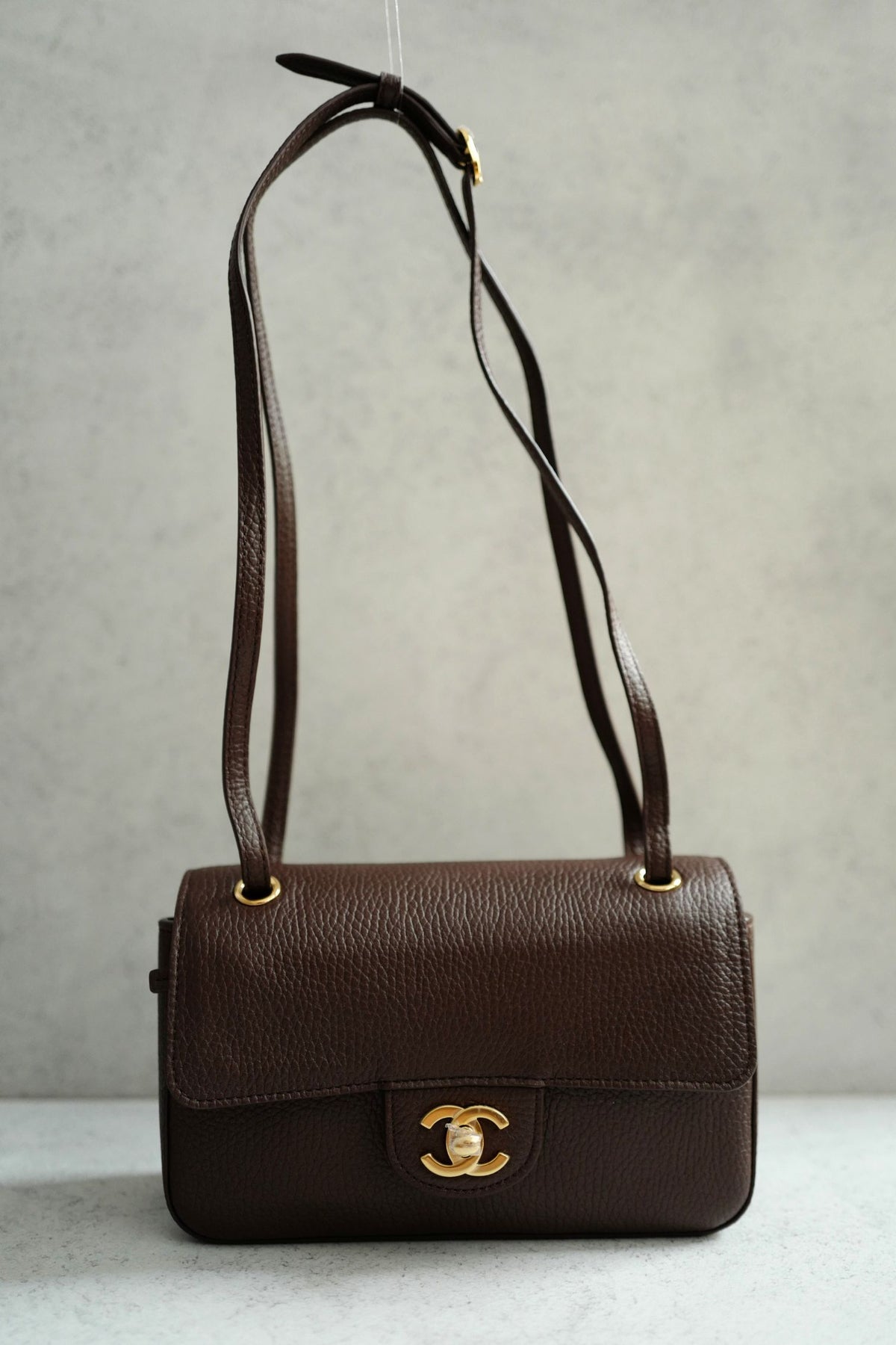 Chanel 26B Pre Fall Winter Mini Flap Bag Chocolate Brown Grained Calfskin GHW