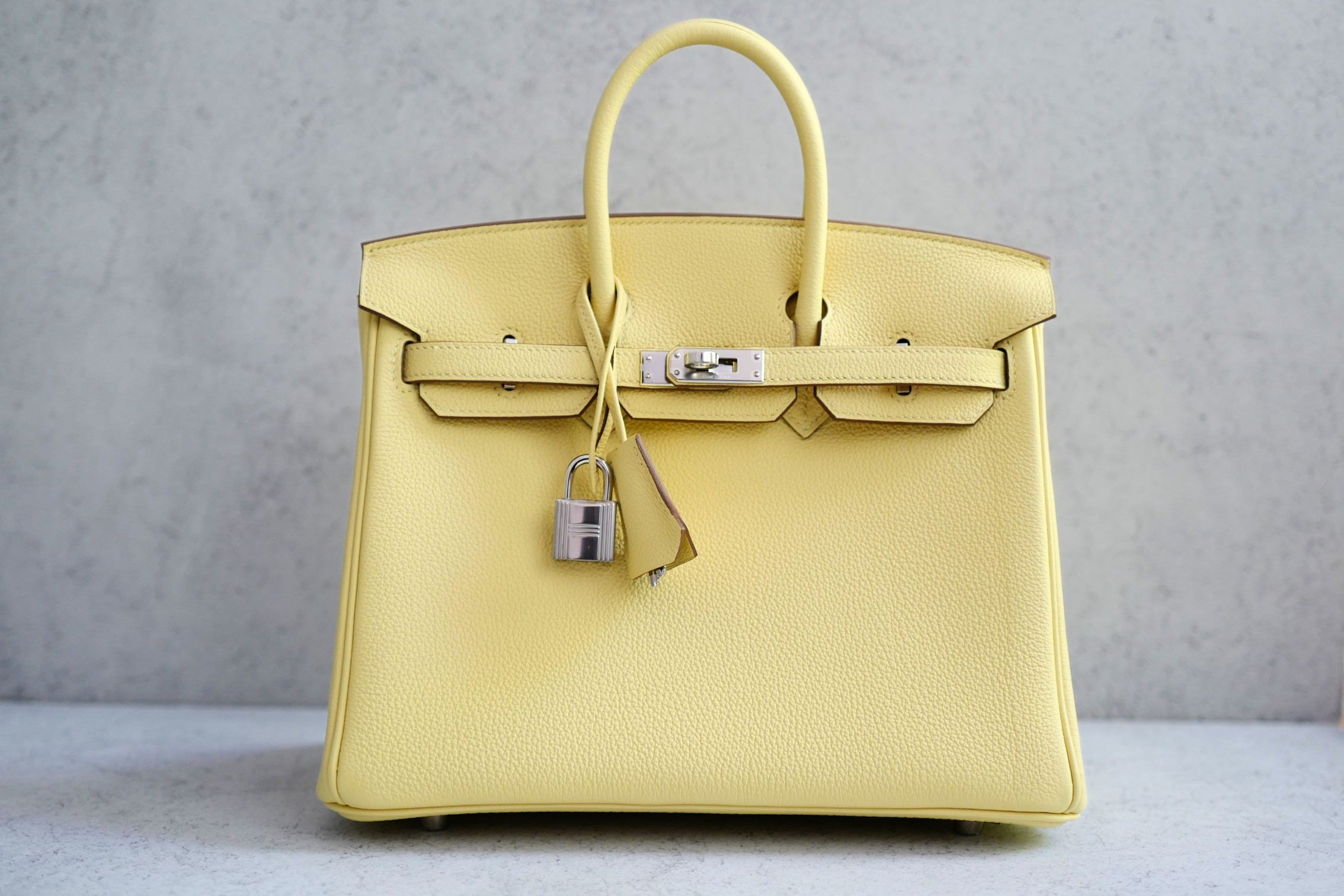 Hermès Birkin 25 Jaune Poussin Togo Leather Palladium Hardware G Stamp