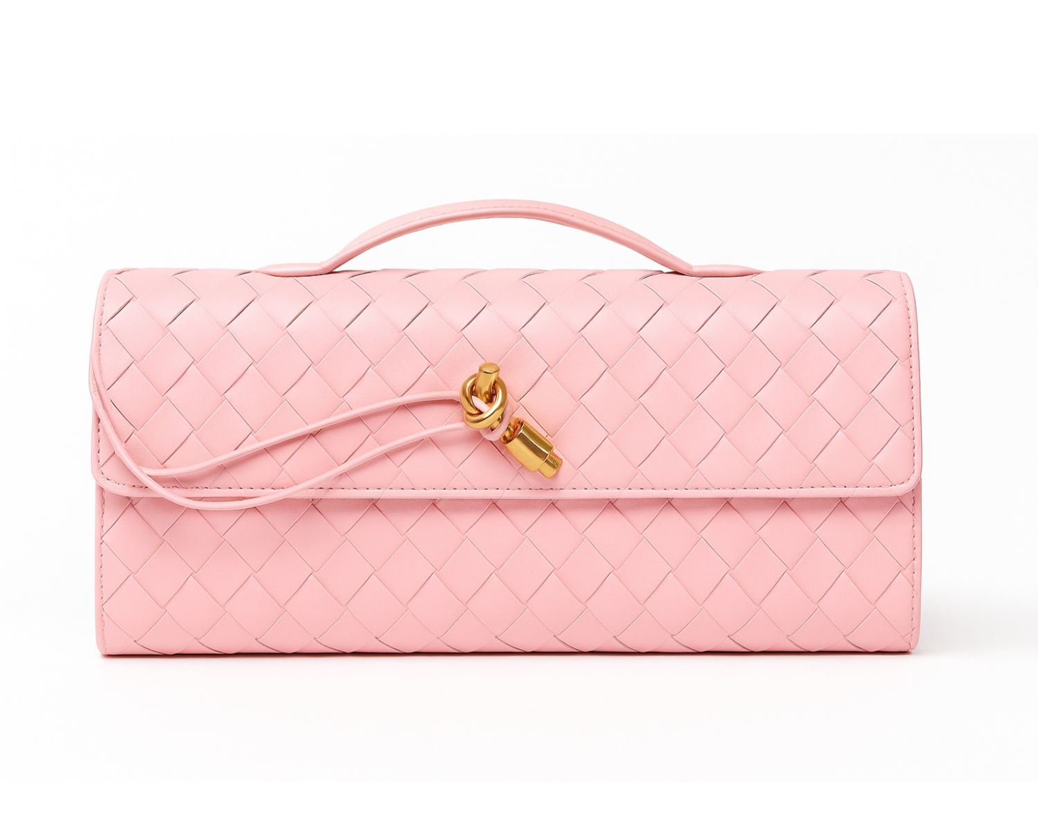 New Bottega Veneta Andiamo Clutch with Handle in Rose