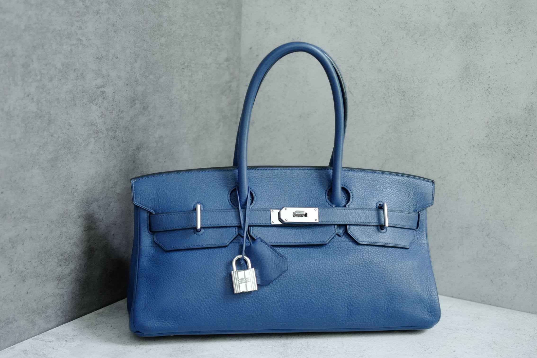 Hermes Birkin Shoulder 42 Blue Sapphire Clemence Leather PHW - Preowned