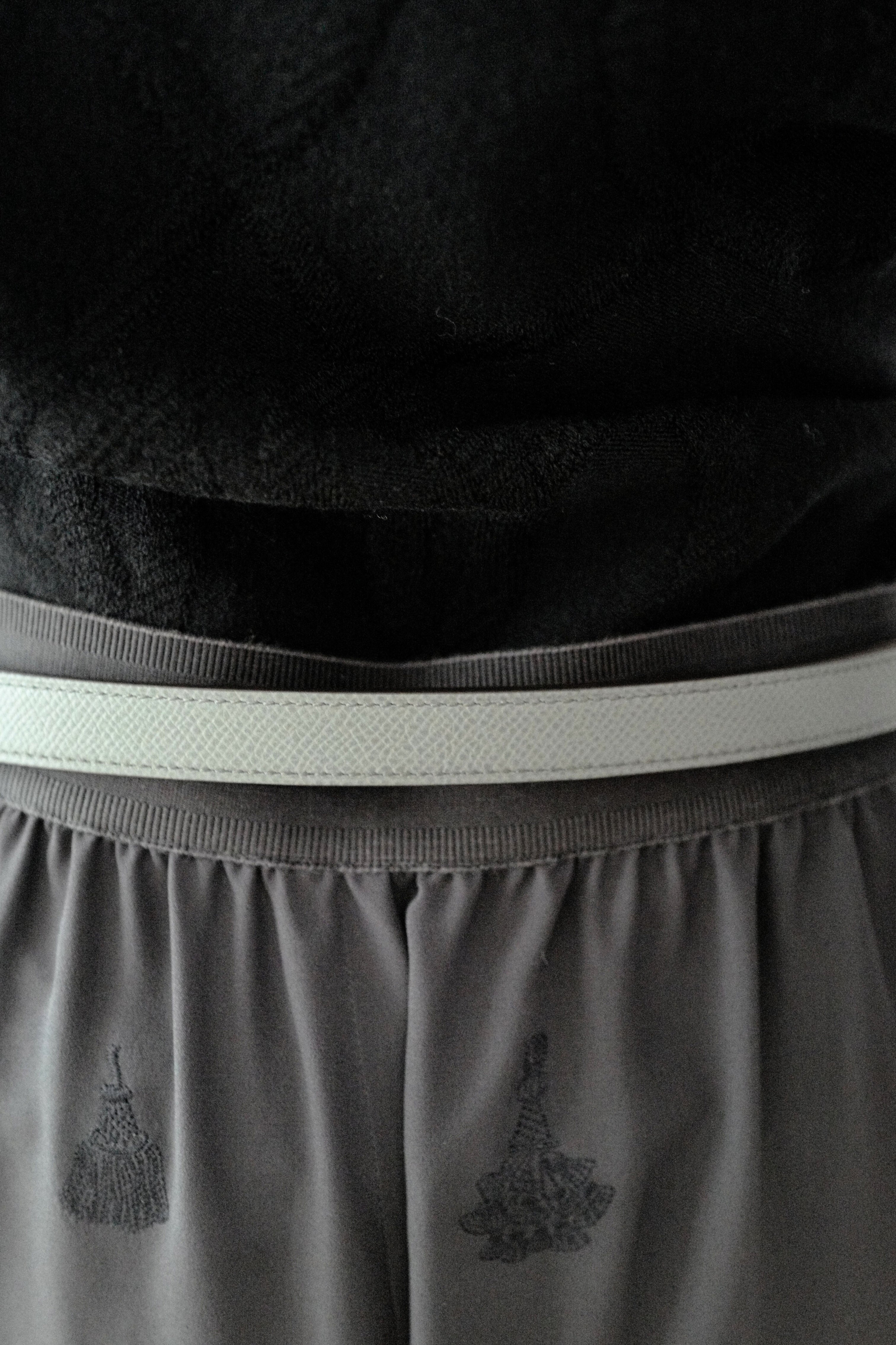 NEW Hermès Women’s Pajama Pants Embroidered Silk Canvas Gris Charbon Size 36