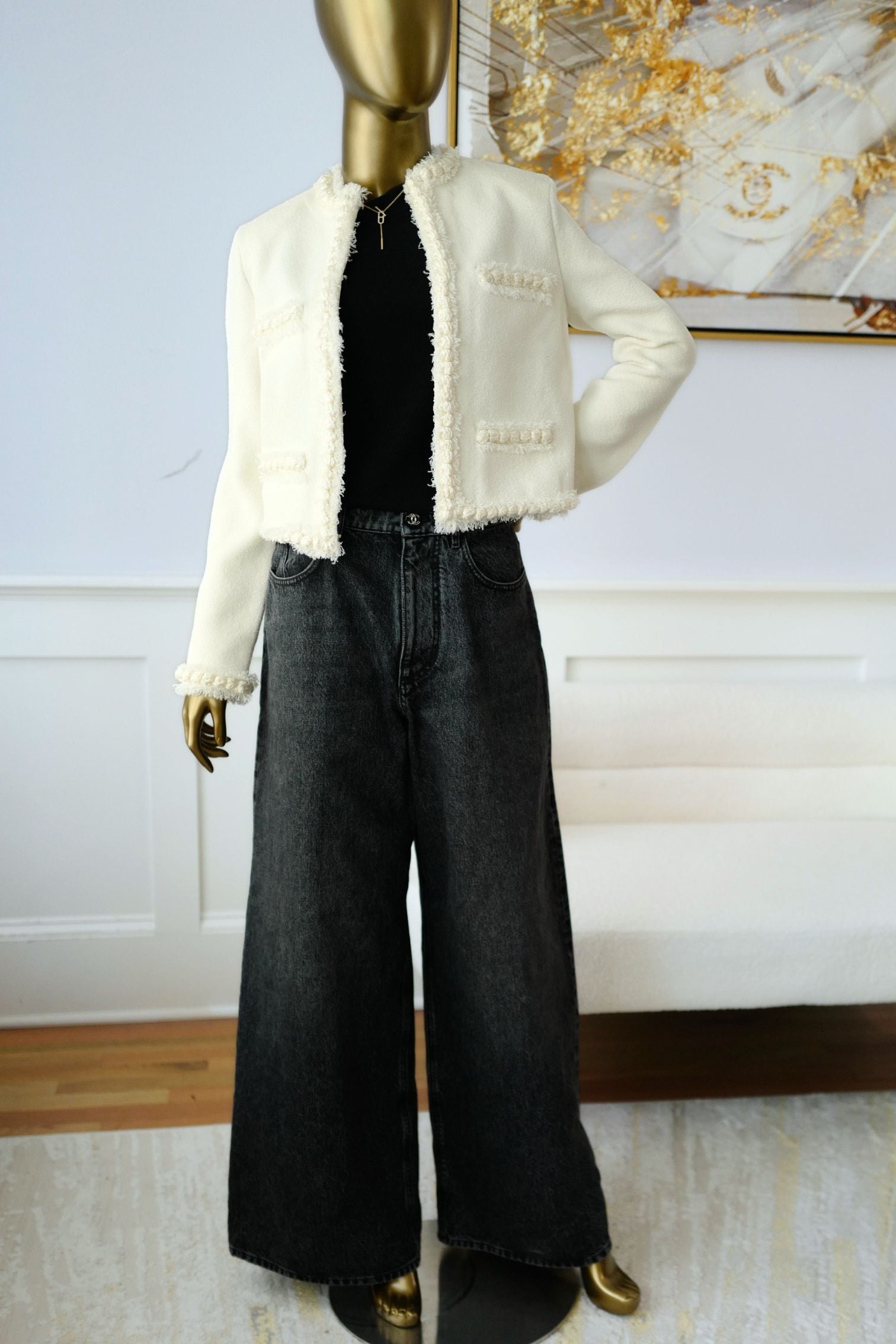 NEW Chanel Métiers d’art 2026 Collection Jacket Ivory in Silk Size 36