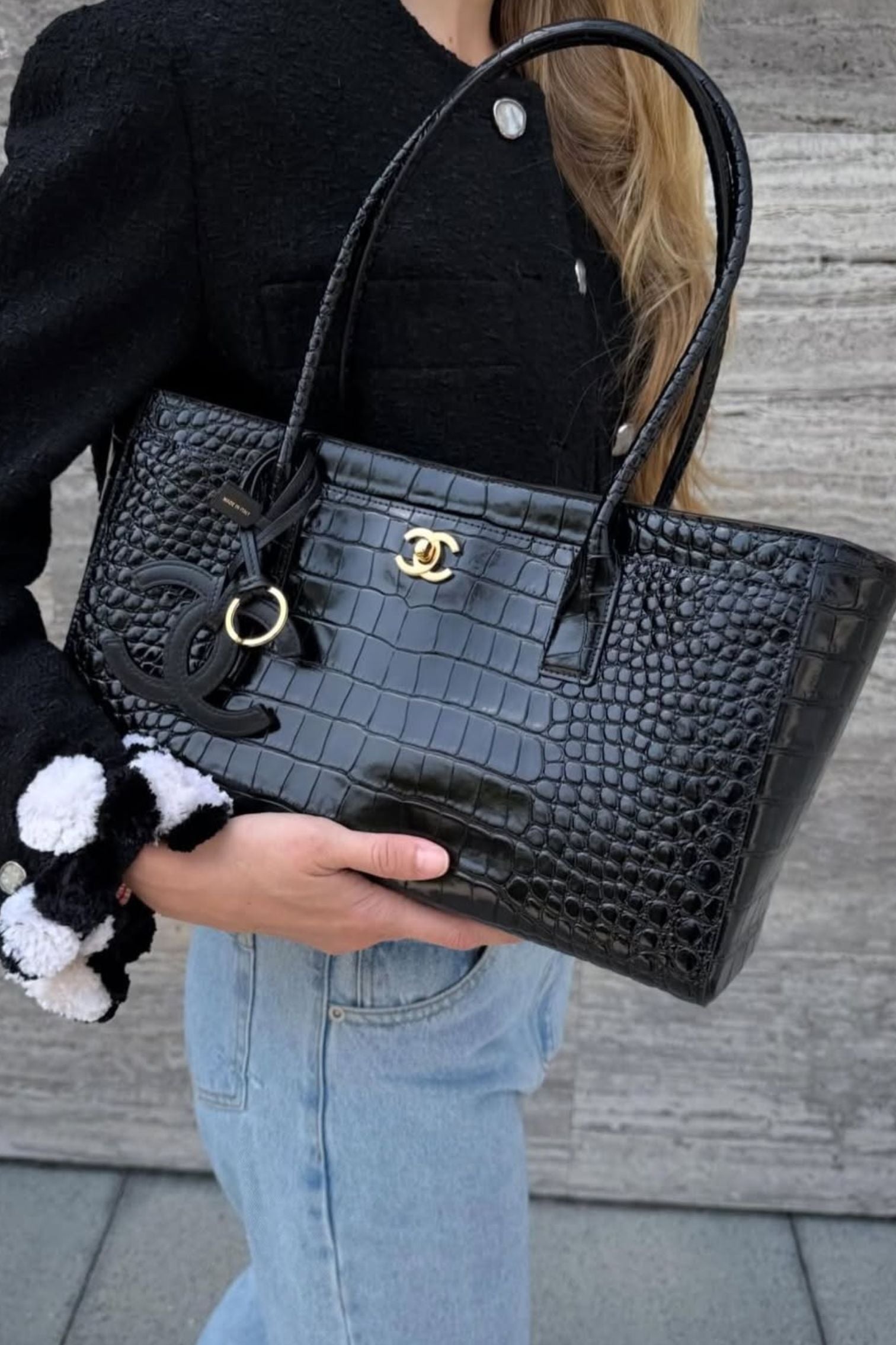 Chanel 26S Matthieu Blazy's Small Tote Black Crocodile Embossed Calfskin GHW