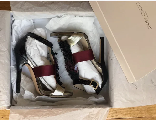 Preloved Jimmy Choo Heels Fedora Razor Sequins size 36.5