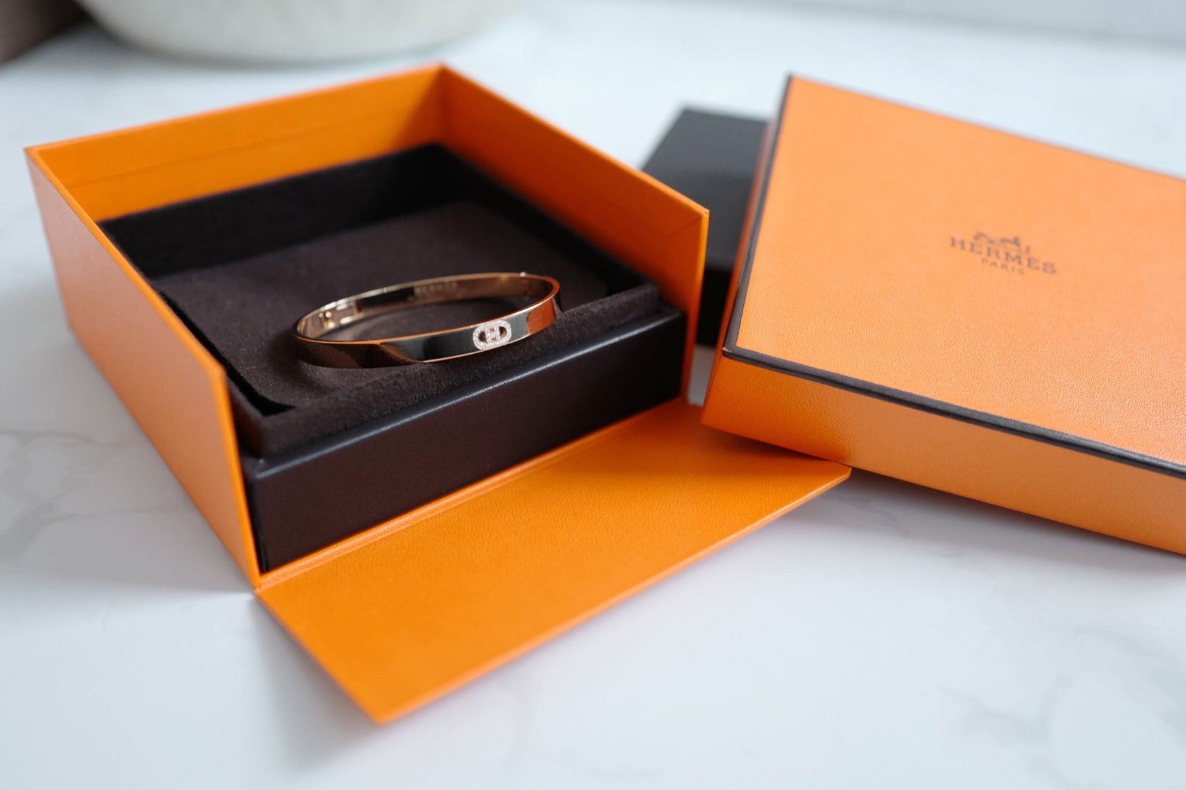 Hermès H d’Ancre Small Bracelet Rose Gold 18K SH