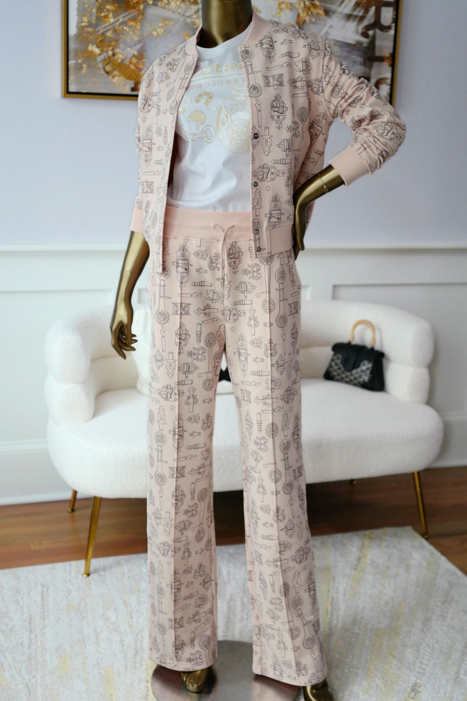 Hermes Varsity Jacket "Ferronnerie Remix" Rose Opaline Cotton Size 36
