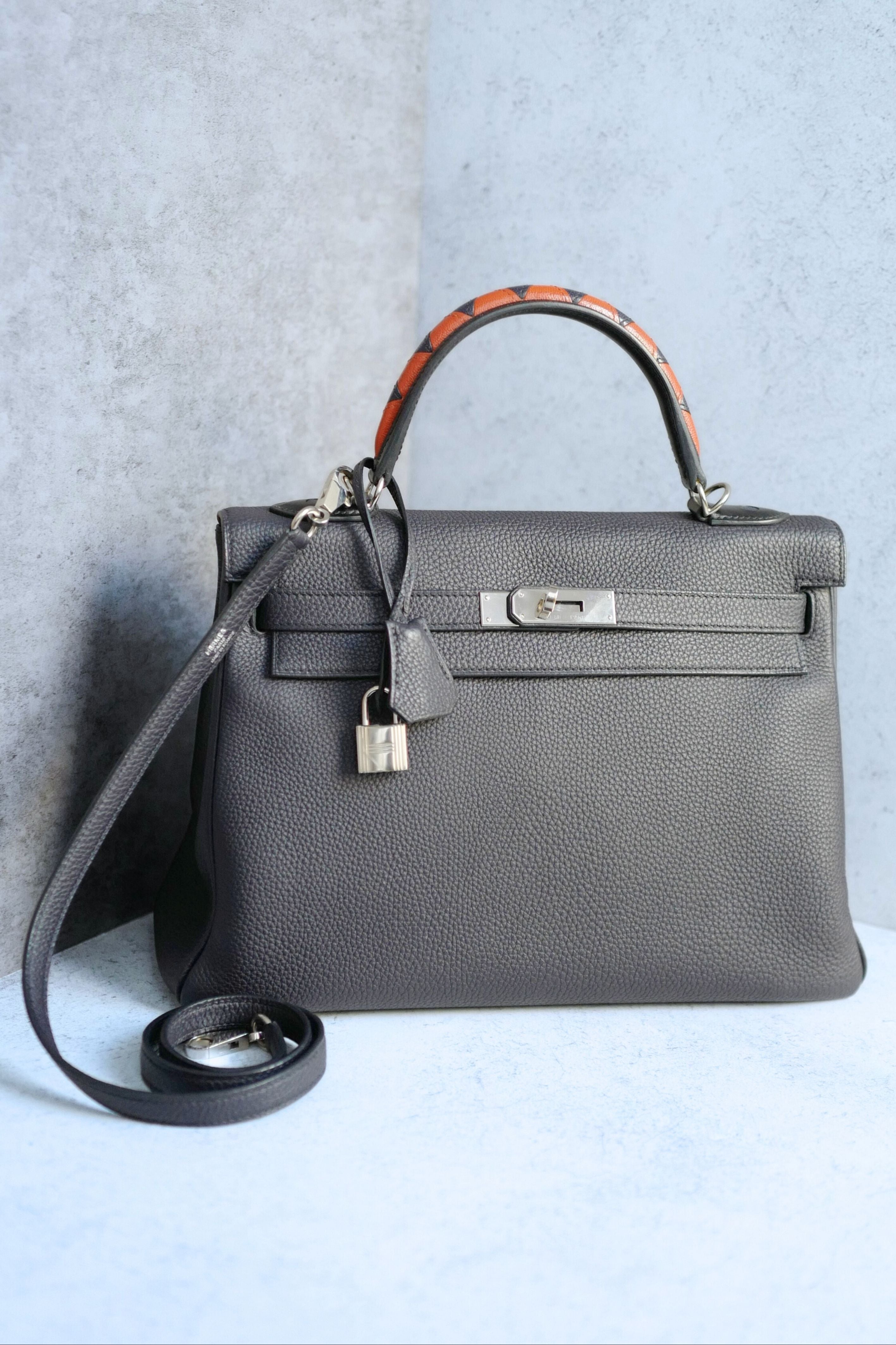Hermes Kelly Au Galop 32 Bleu Indigo Togo with Palladium HW Limited Edition