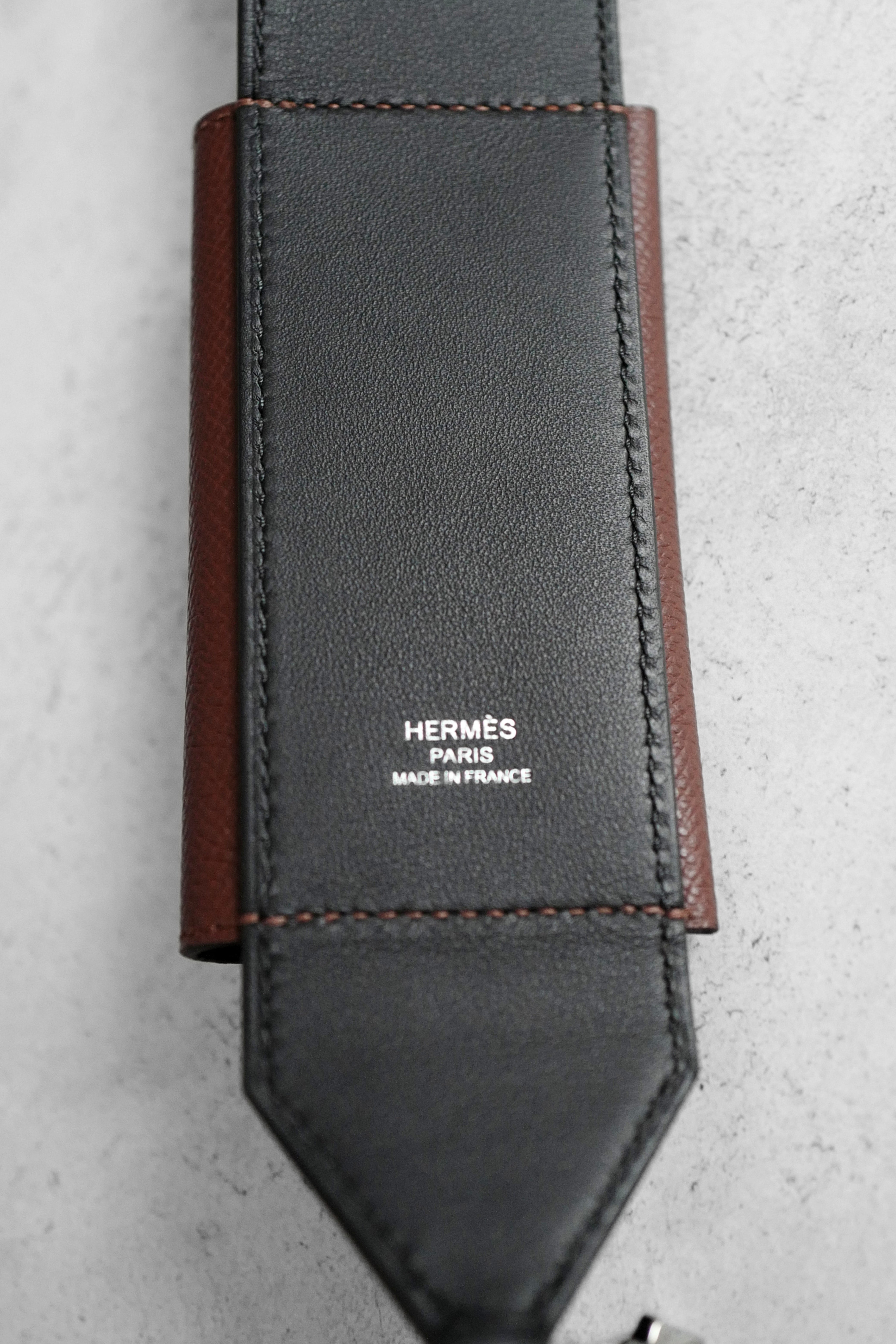 Hermès Kelly Pocket Bag Strap Noir/Terre Swift Epsom Calfskin 105 mm