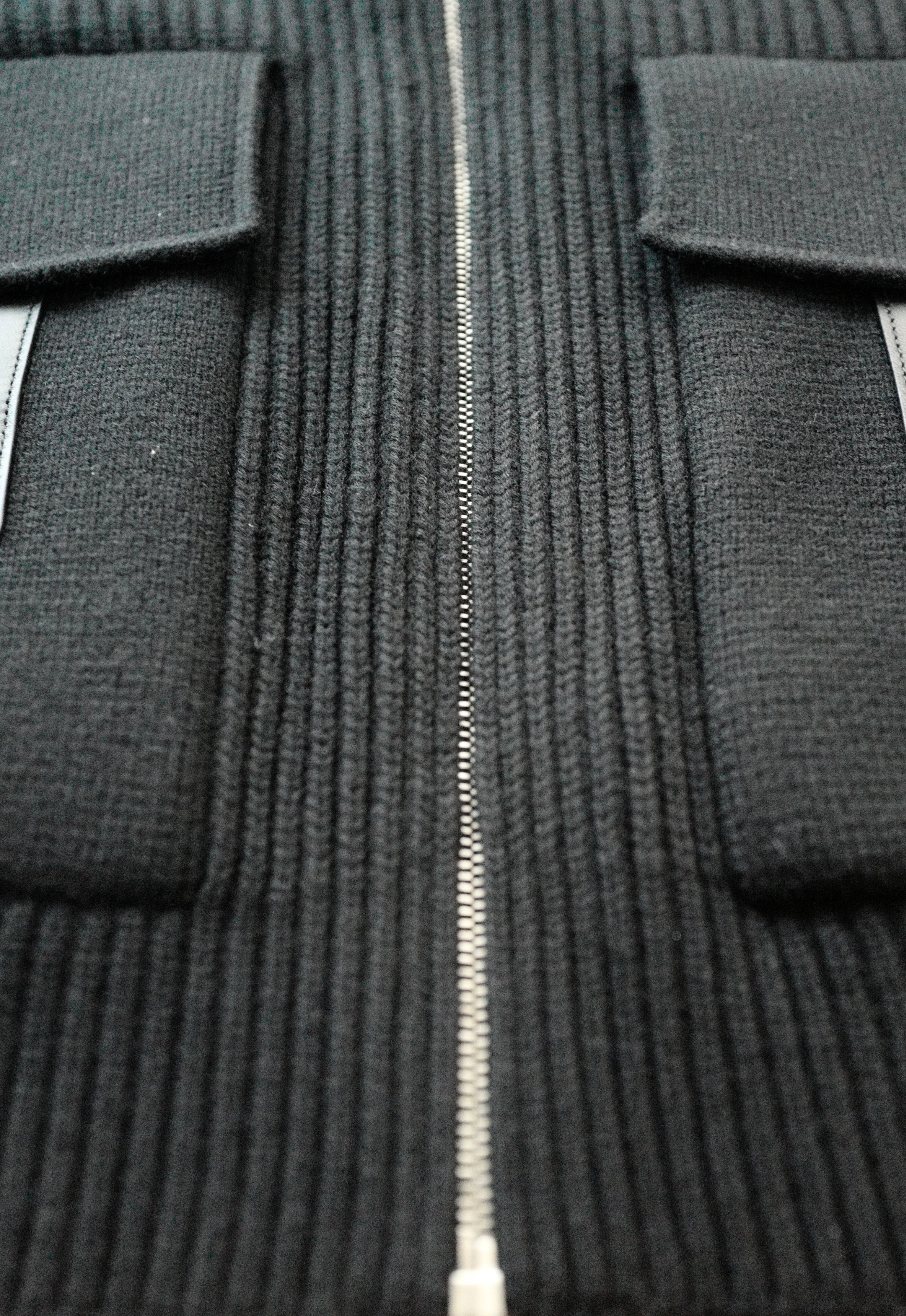 NEW Hermès Blouson Cardigan Jacket Black Wool with H Pockets Size 38