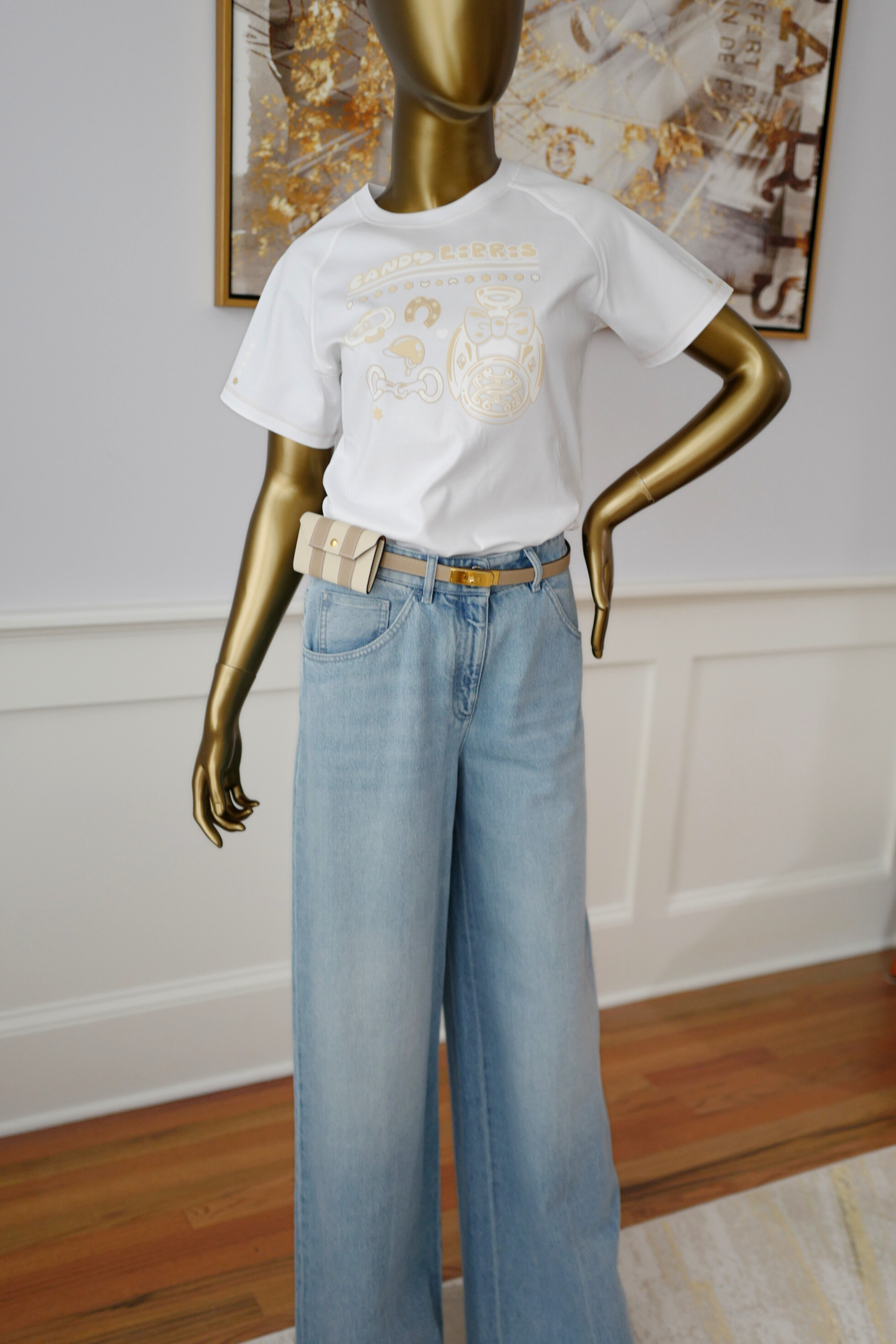 NEW Hermès Candy Libris Print T-Shirt White Cotton Size 38