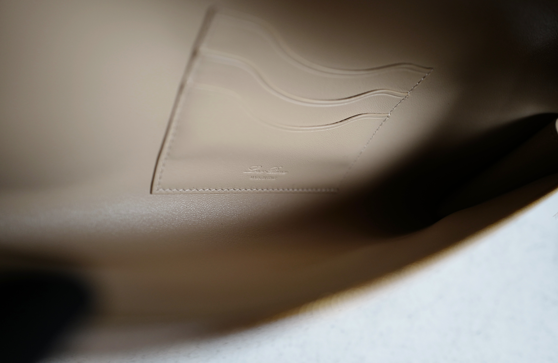 Loro Piana Extra Clutch L29 Light Mastic Calfskin with Sun Gold Hardware