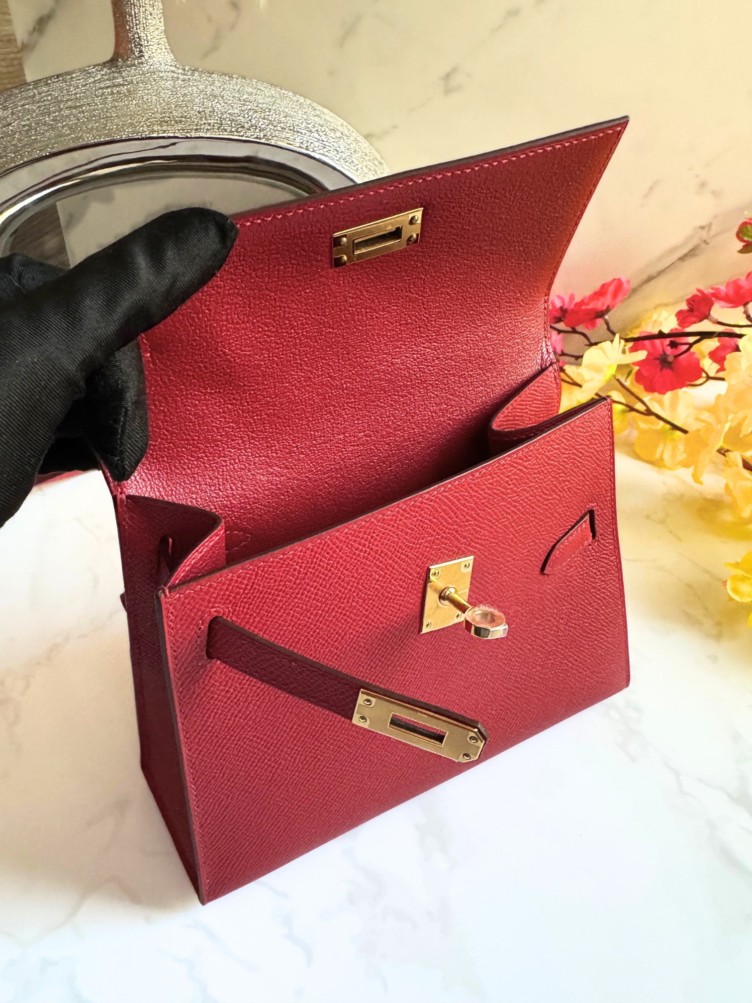 BNIB Hermès Kelly Désordre 20 Bag Rouge Pigment Epsom Leather with Gold Hardware