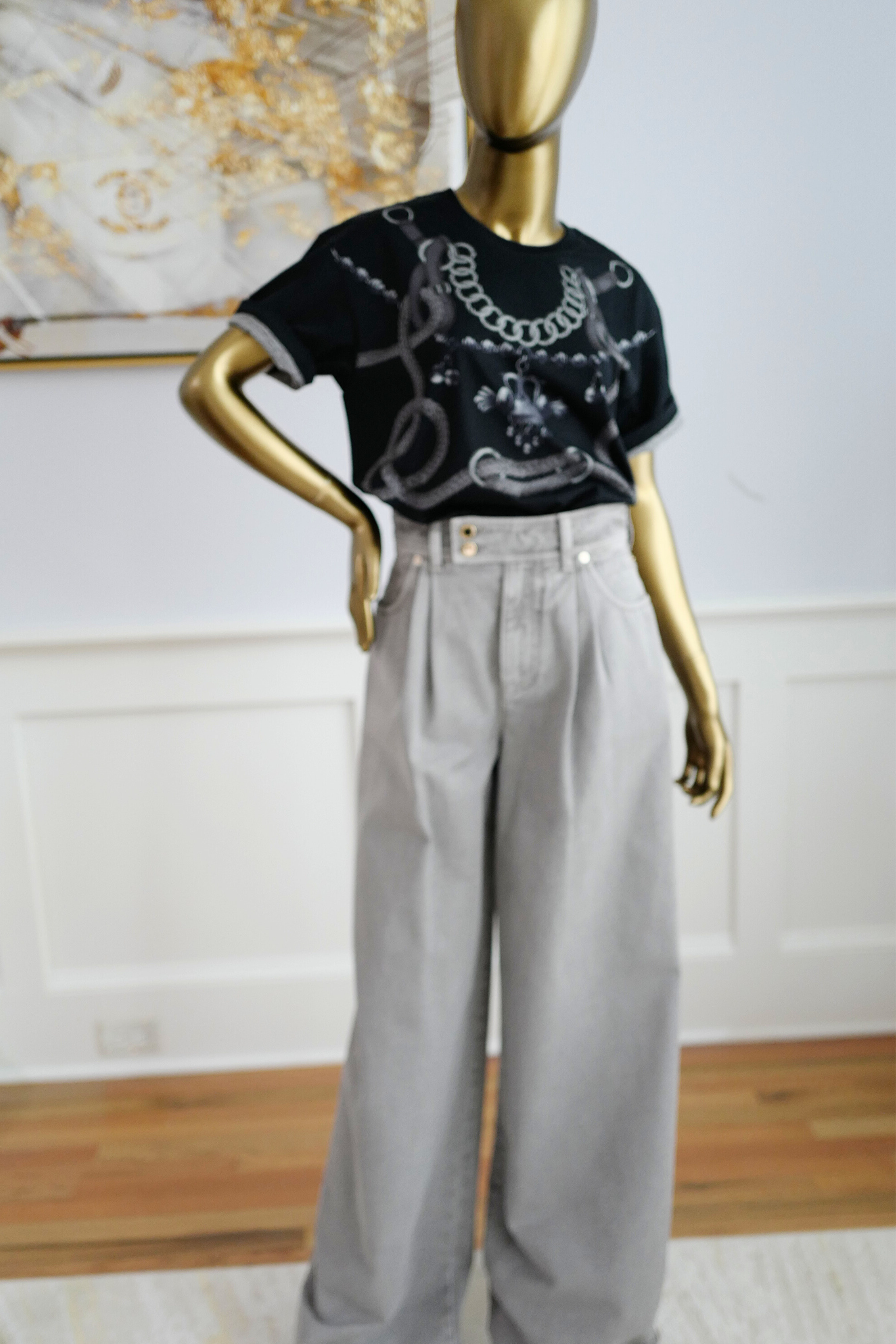 NEW Hermès Palefroi Remix Maxi Imprimé T-Shirt Black Cotton Size 36