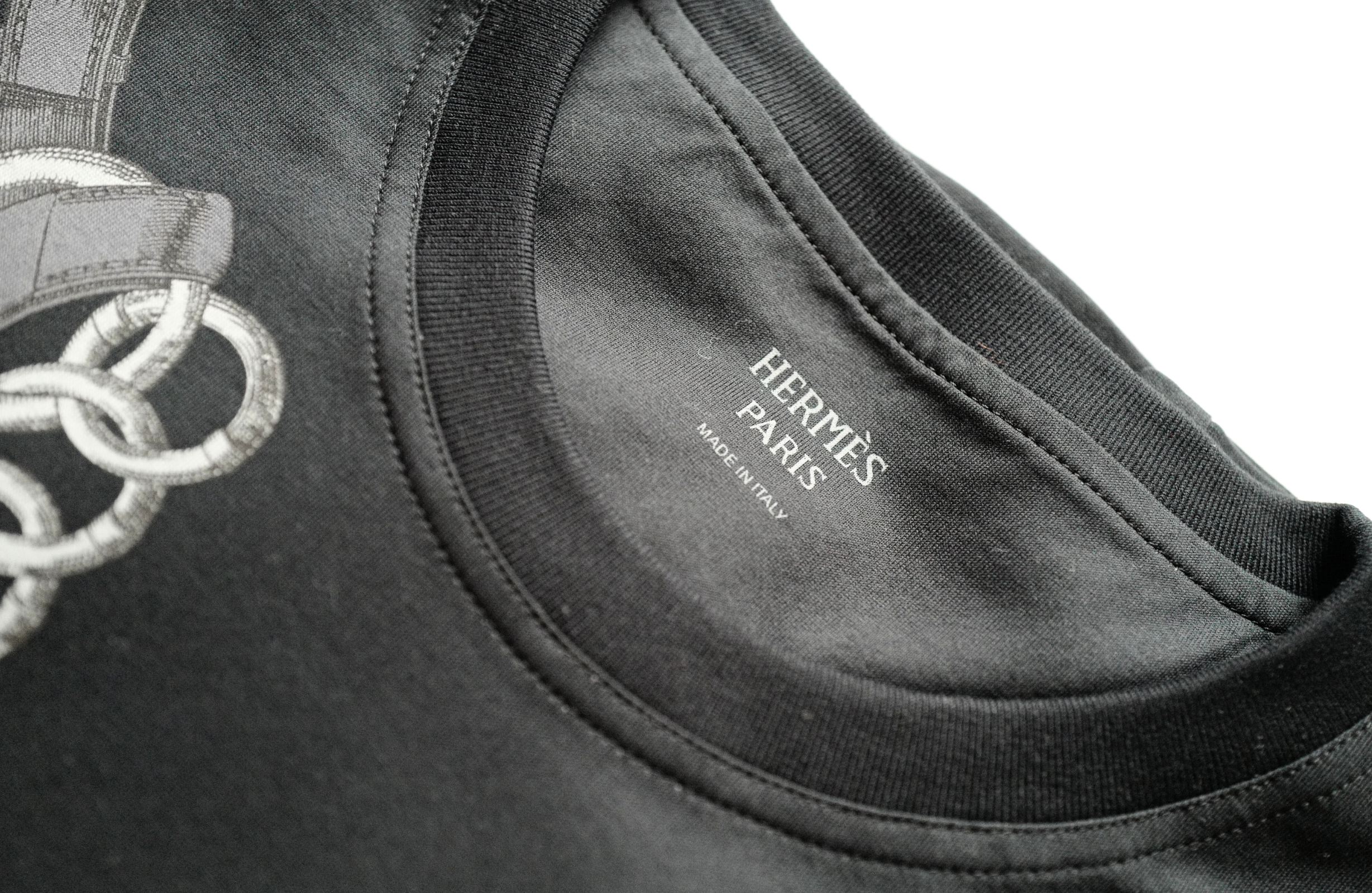 NEW Hermès Palefroi Remix Maxi Imprimé T-Shirt Black Cotton Size 36