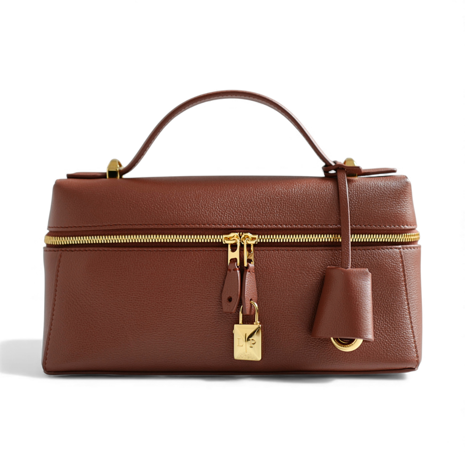 NEW Loro Piana Extra Bag L23 Burnt Tan Sun Gold Calfskin Leather Crossbody Bag