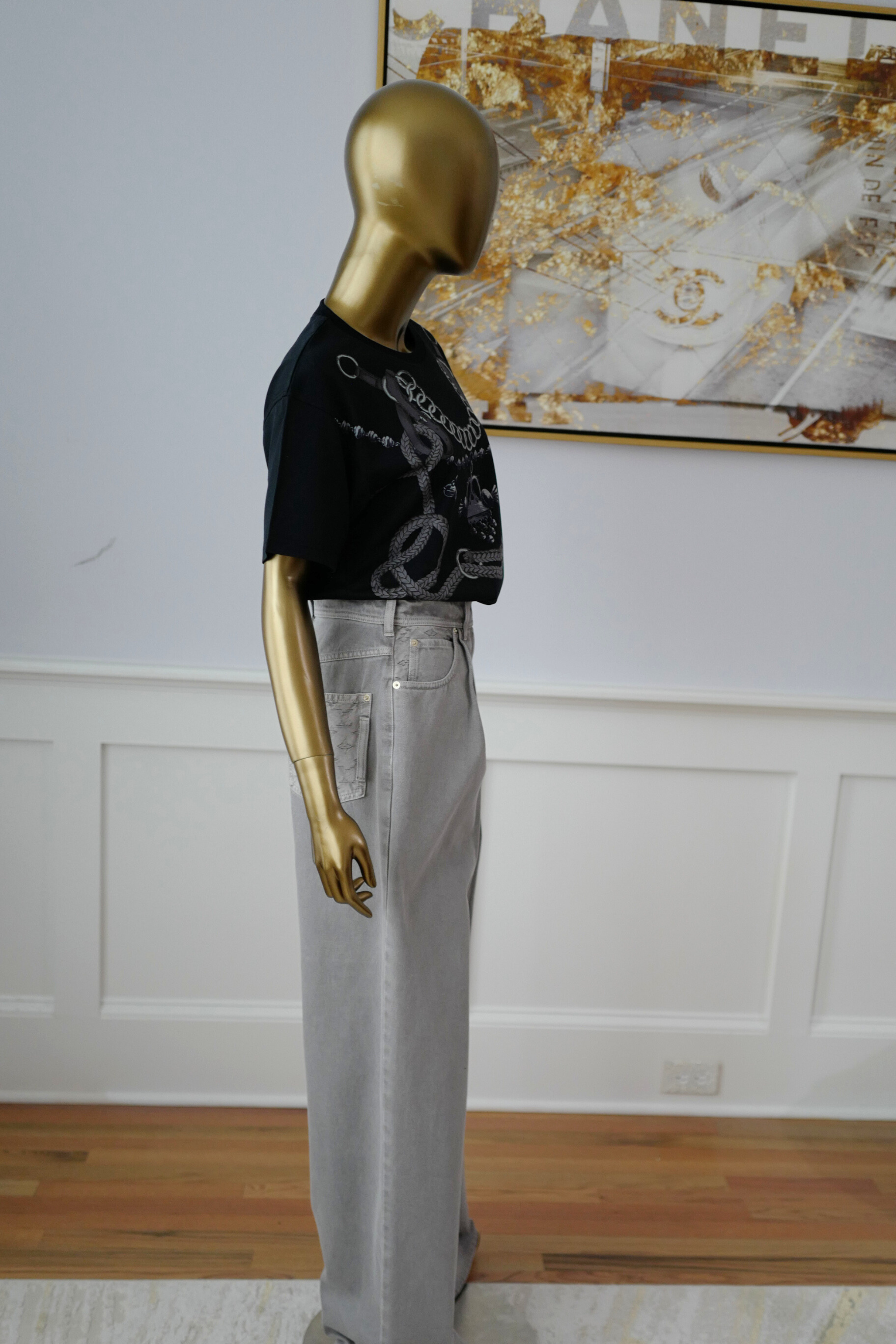 NEW Hermès Palefroi Remix Maxi Imprimé T-Shirt Black Cotton Size 36