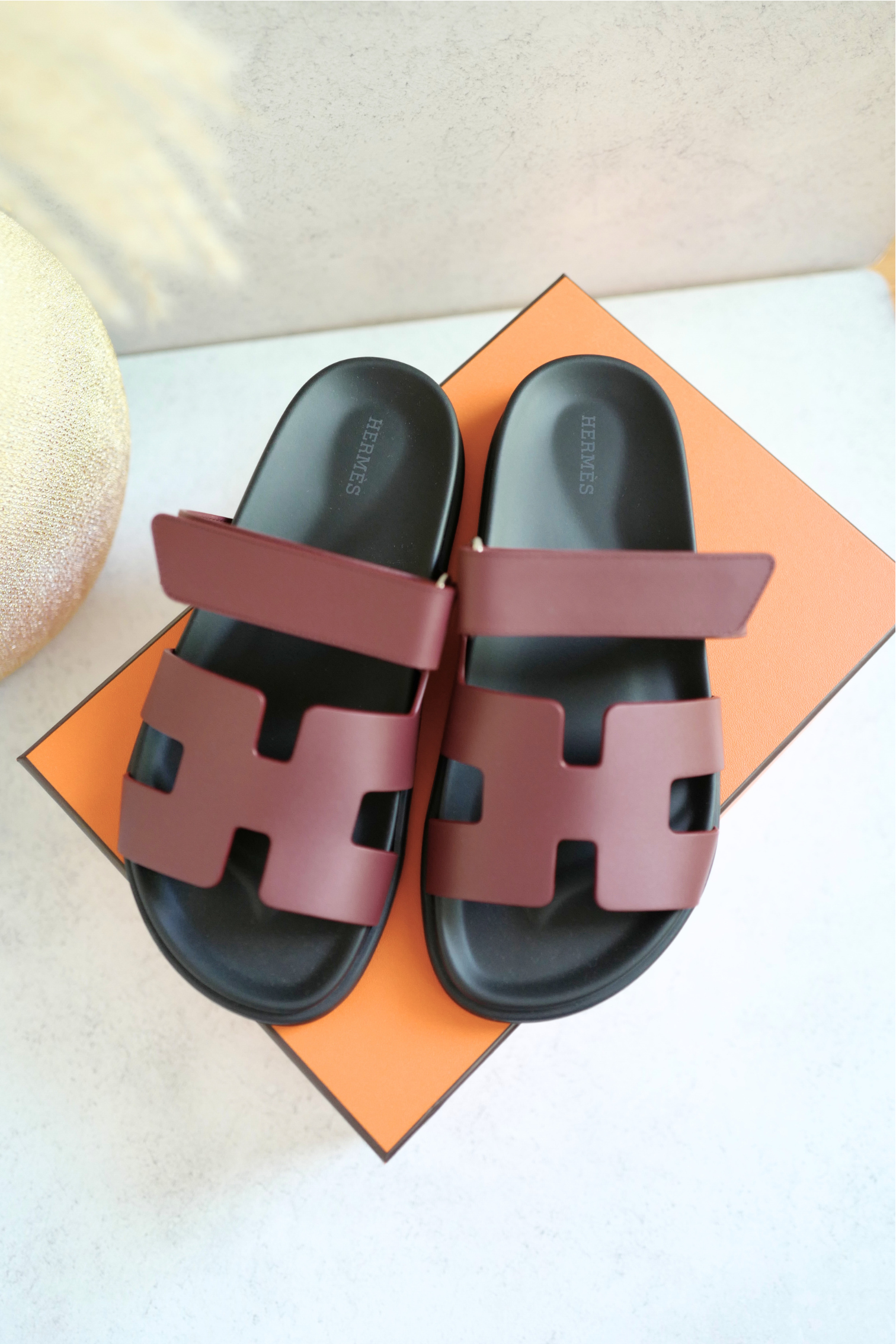 BNIB Hermès Chypre Sandals Rouge H Calfskin Leather Size 38.5