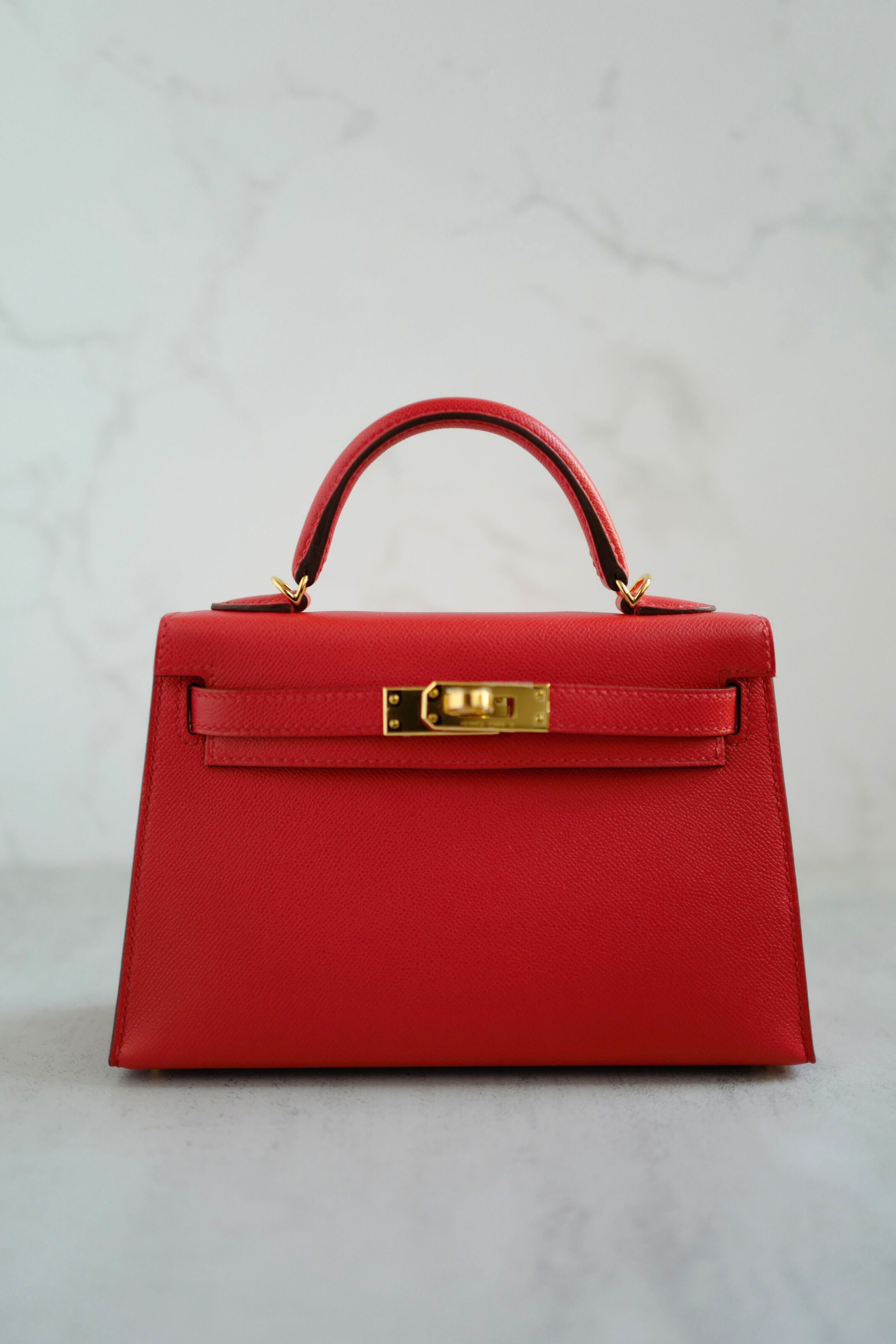 Hermès Mini Kelly Rouge De Coeur Madame Leather Gold Hardware Stamp K