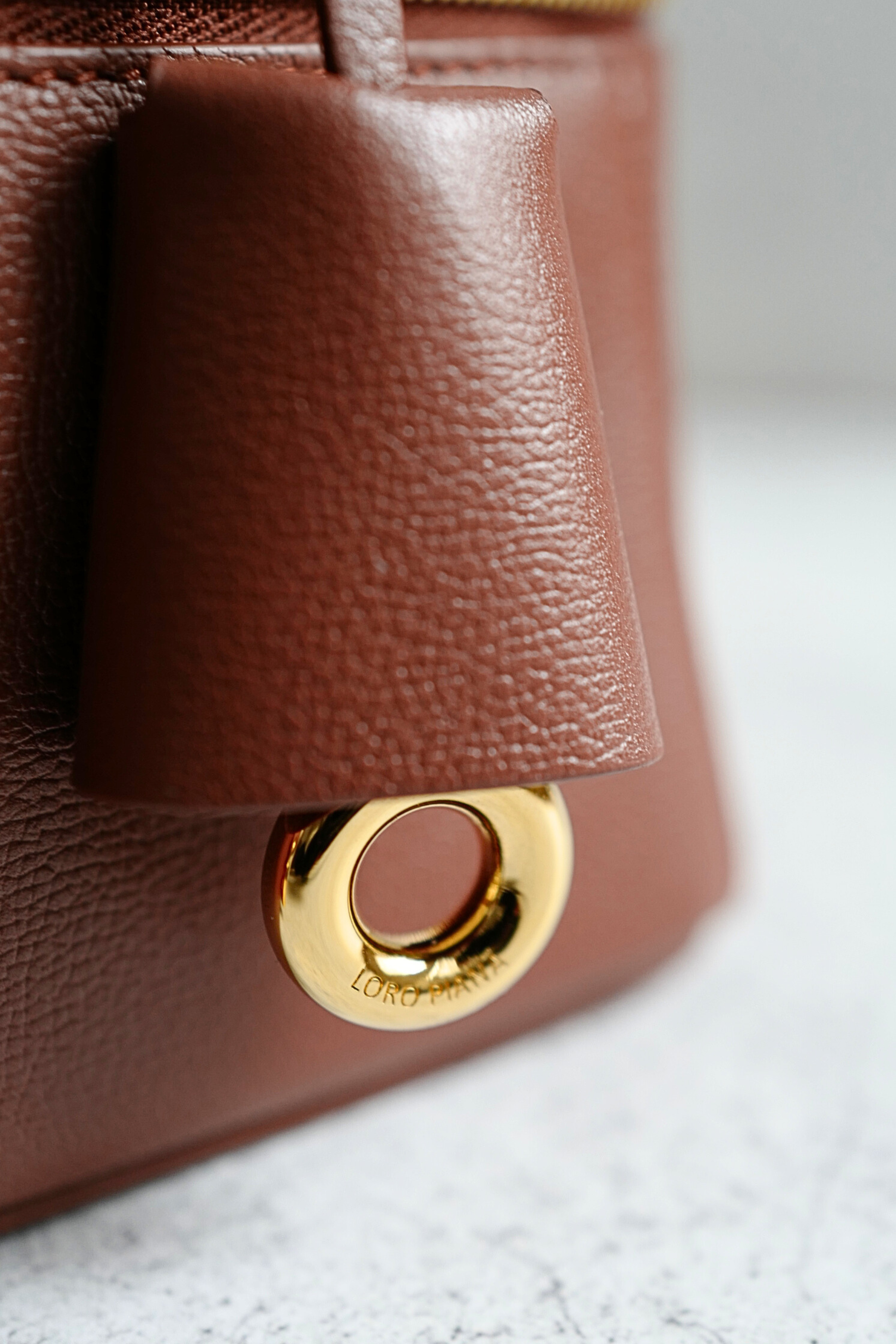 NEW Loro Piana Extra Bag L23 Burnt Tan Sun Gold Calfskin Leather Crossbody Bag