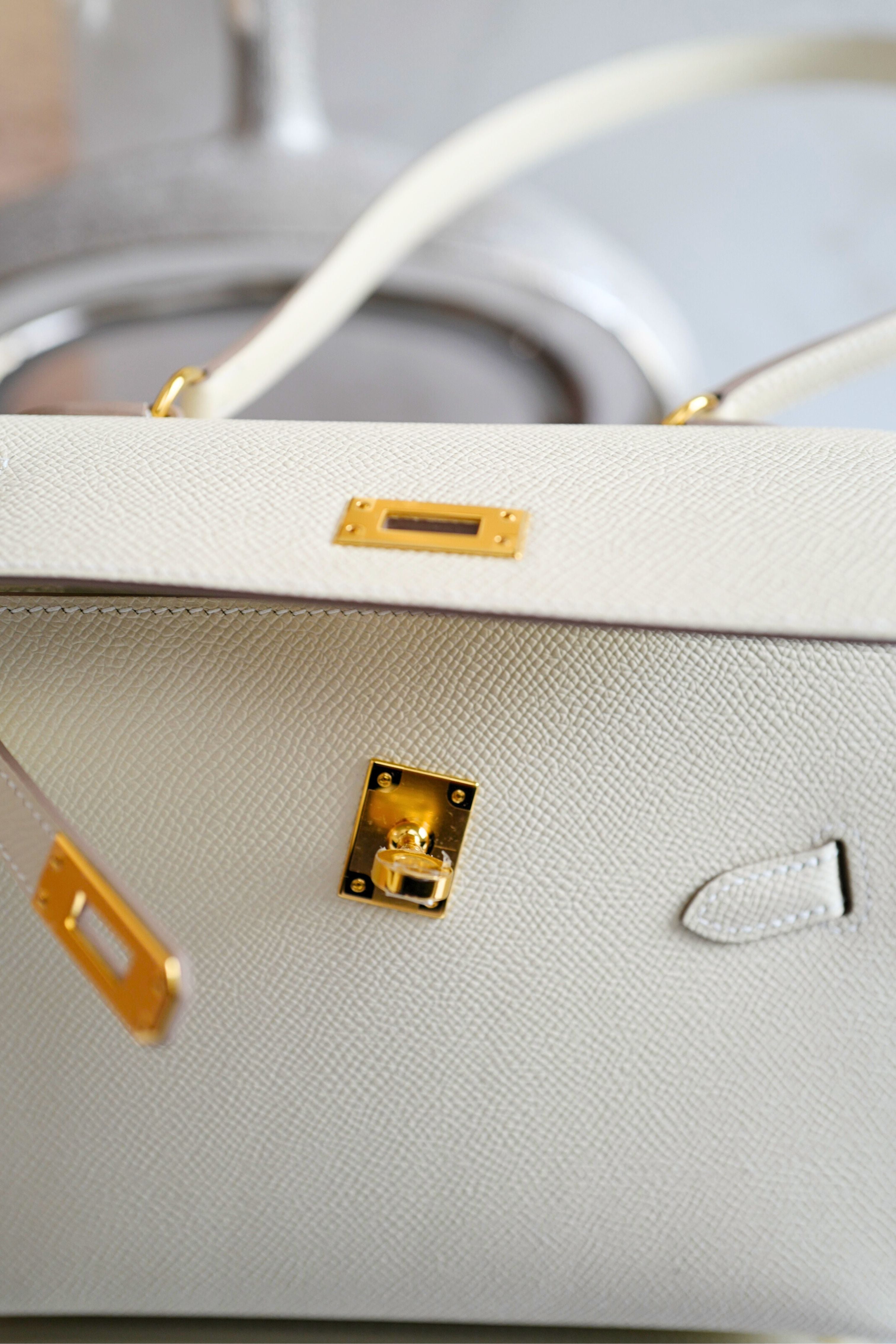 BNIB Hermes Kelly En Desordre Craie Epsom Gold HW Limited Edition