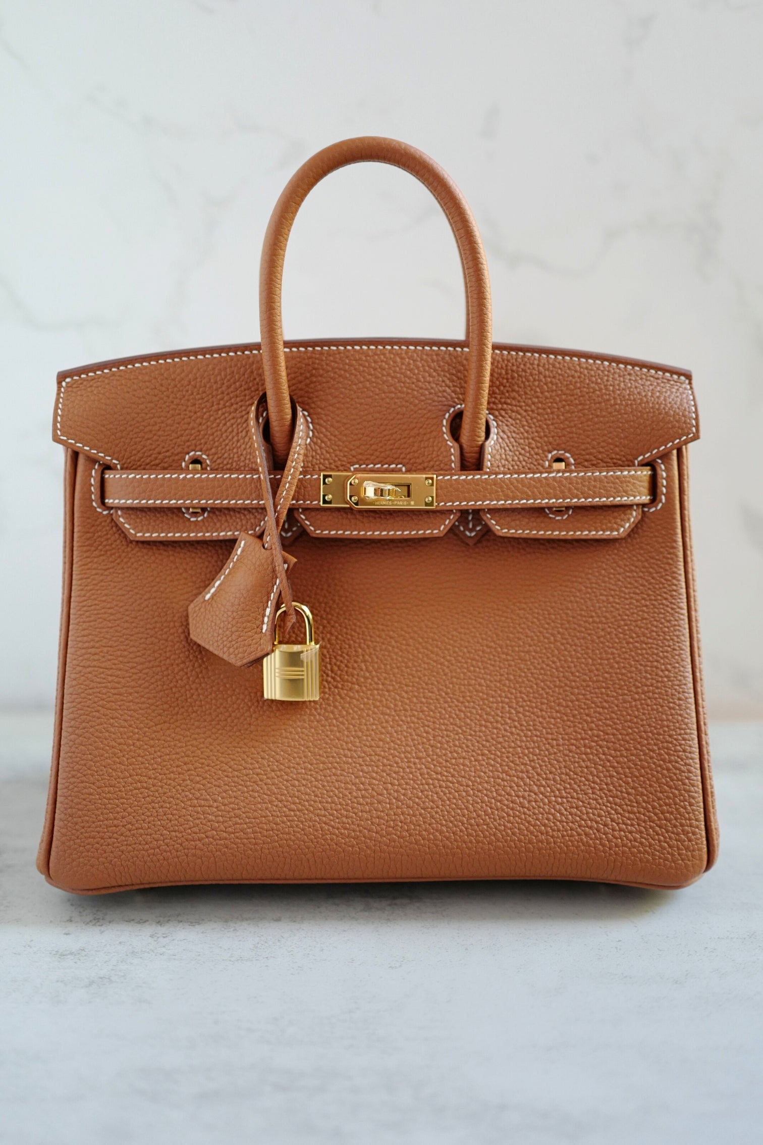 BNIB Hermès Birkin 25 Bag Gold Togo Leather with Gold Hardware Stamp K