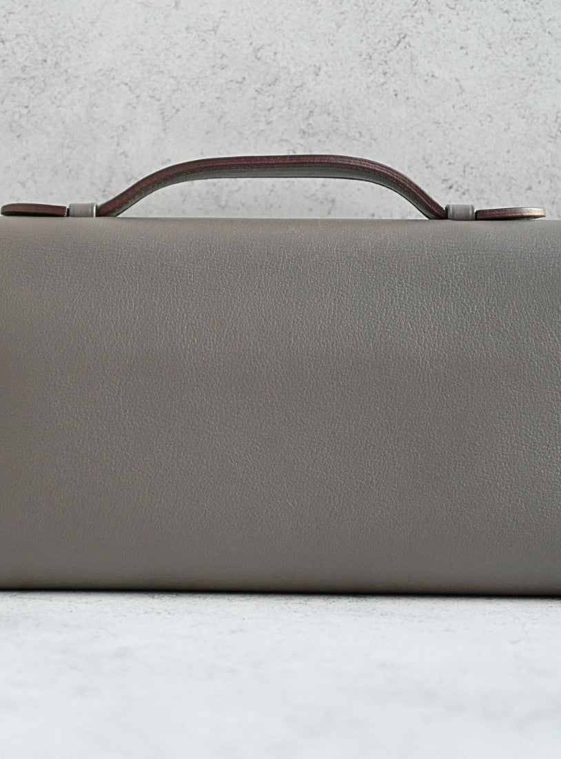 Hermès Kelly Cut Etain Swift Leather Palladium Hardware Preowned Clutch