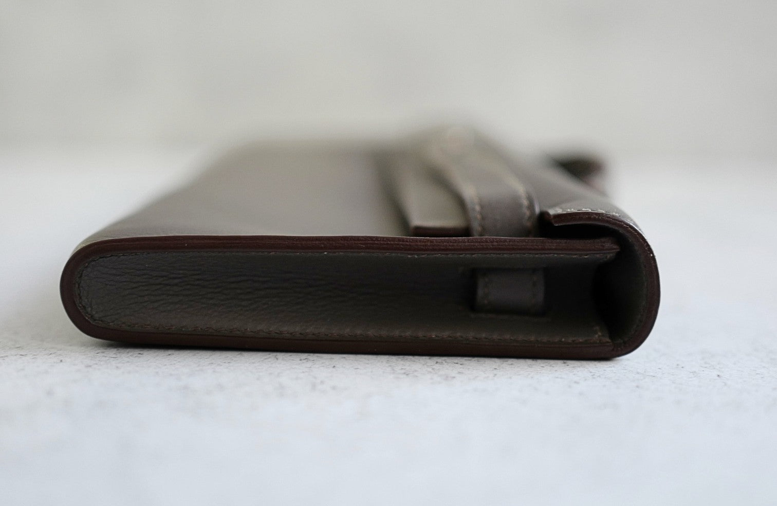 Hermès Kelly Cut Etain Swift Leather Palladium Hardware Preowned Clutch