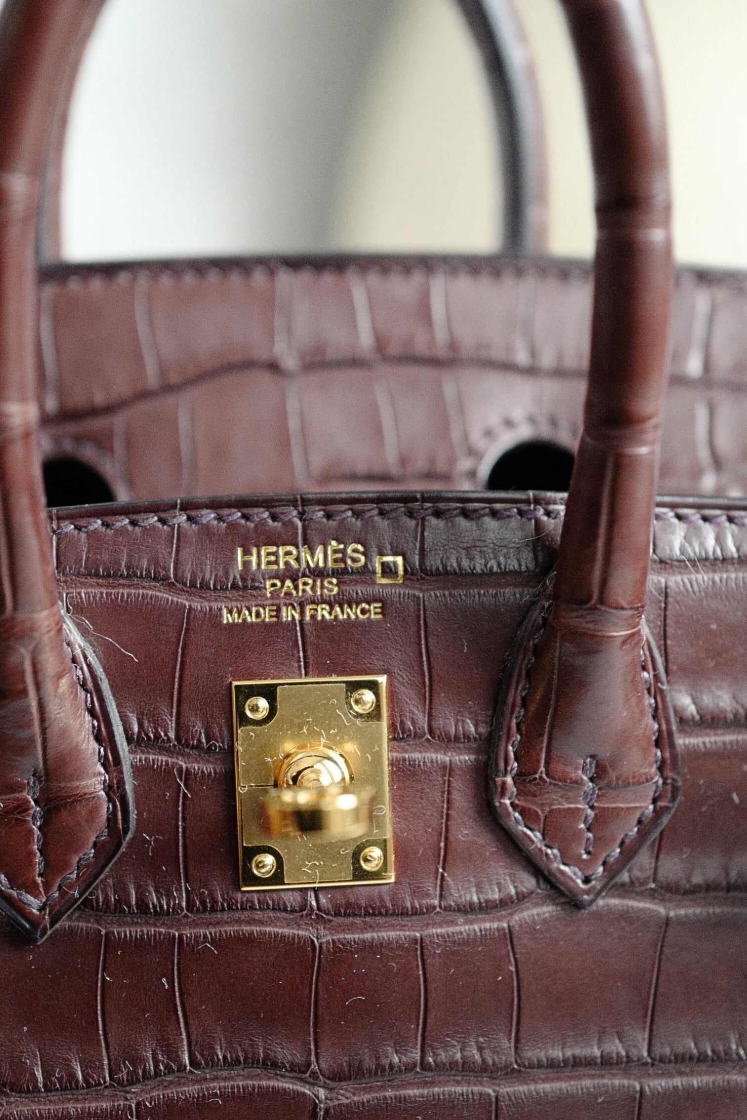 HERMÈS Birkin Sellier 20 Havane Matte Alligator with Gold Hardware