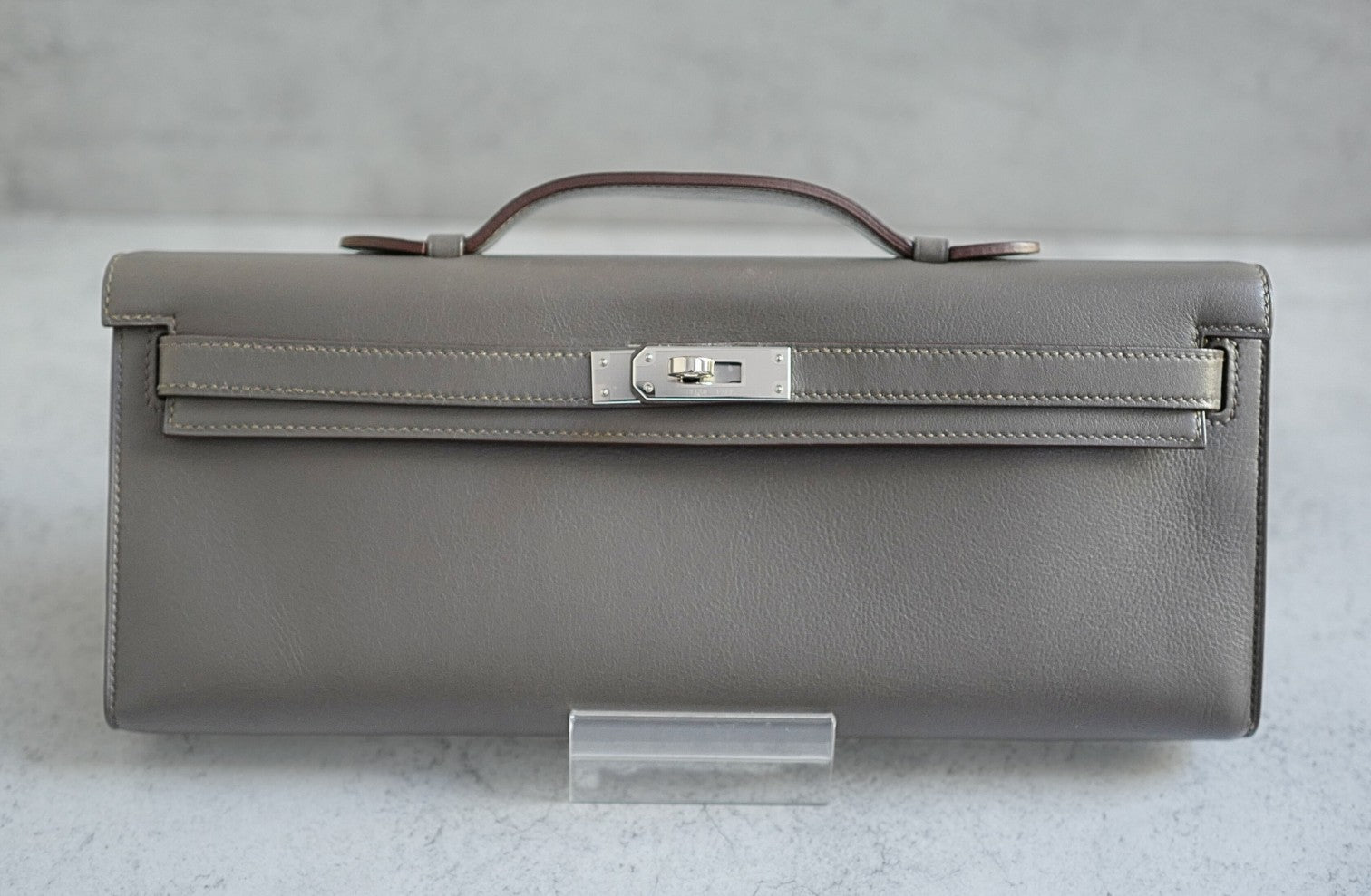 Hermès Kelly Cut Etain Swift Leather Palladium Hardware Preowned Clutch