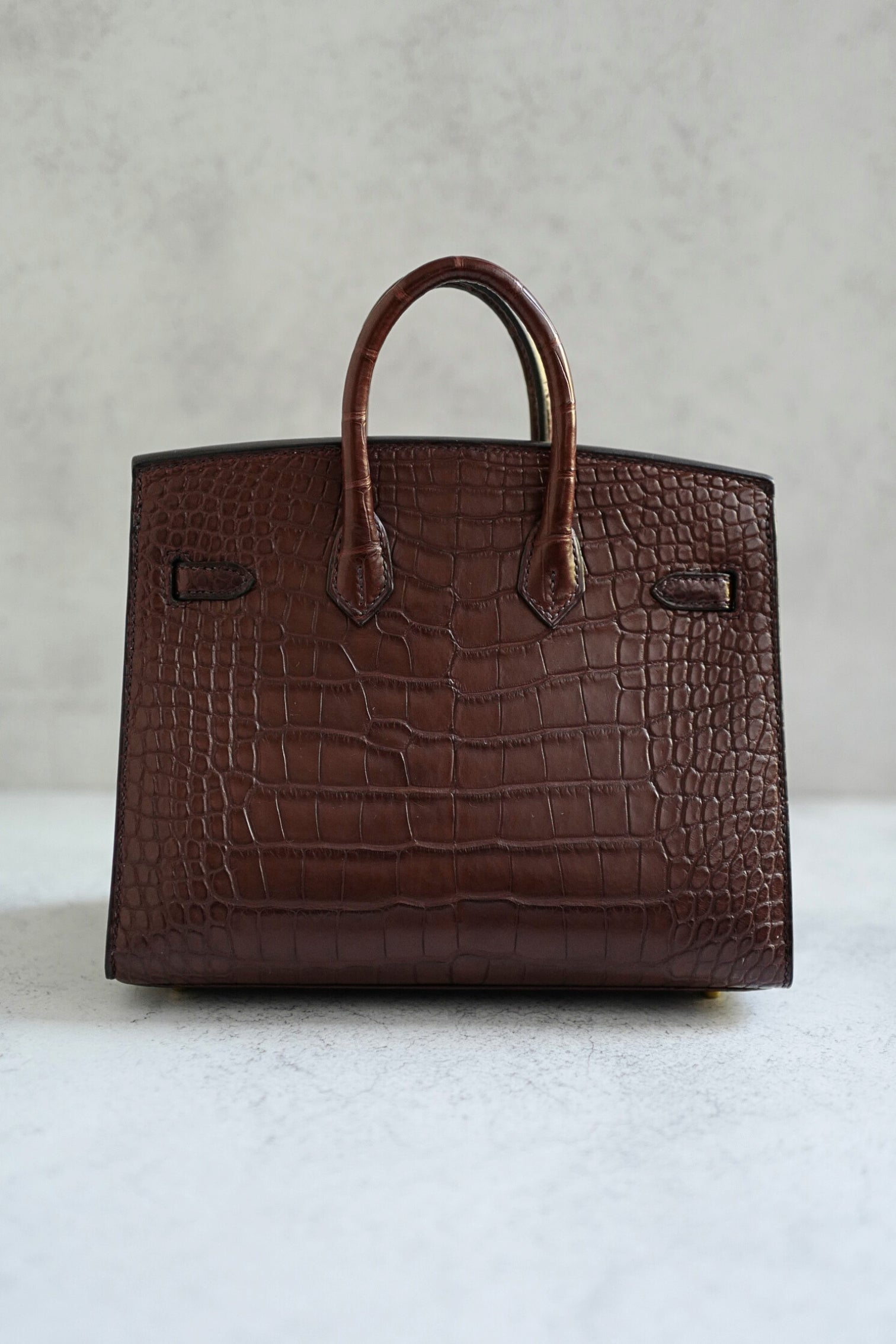 HERMÈS Birkin Sellier 20 Havane Matte Alligator with Gold Hardware