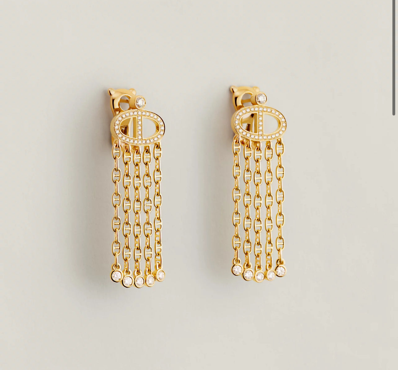 BNIB Hermes  Calypso dangling earrings dia  yg 18K Sans