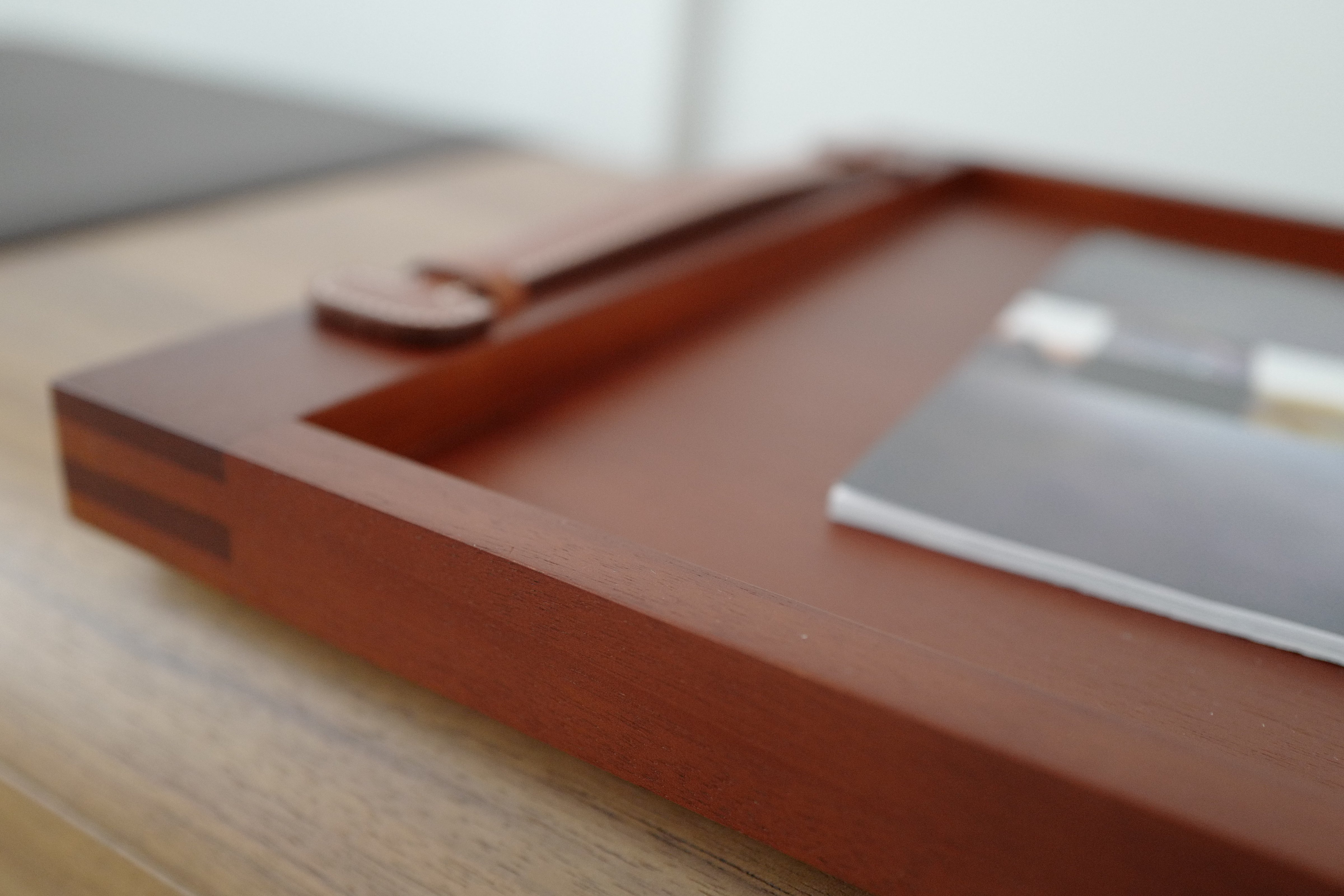 New Hermes Etriviere Tray in solid natural mahogany/ brique