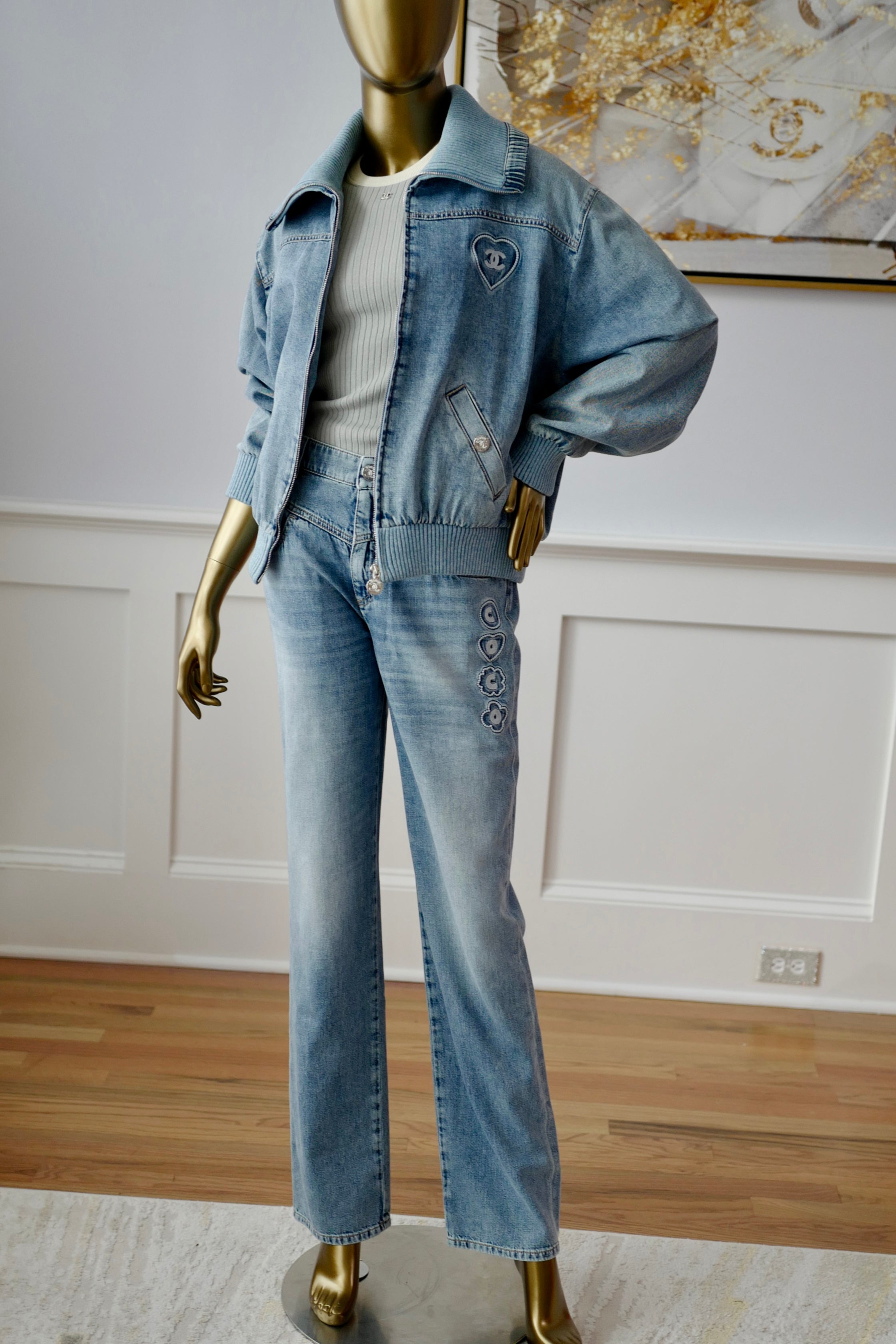 2025S ココビーチ♪【CHANEL】ジャケット 刺繍デニム ブルー Chanel Coco Beach 2025 Collection Embroidered Denim Jacket