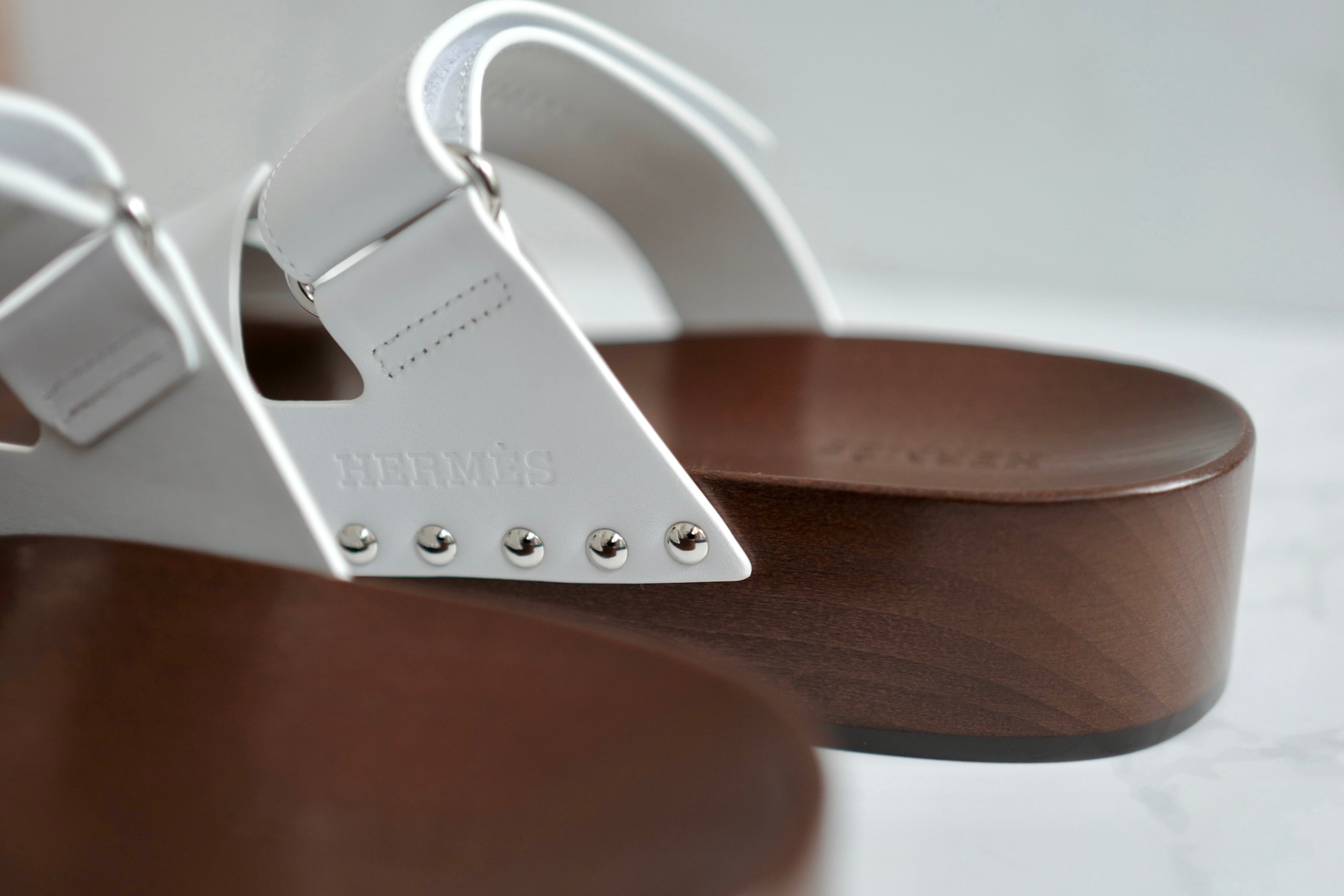 BNIB HERMÈS Kos Veau Women's Clog Blanc/white - Size 37