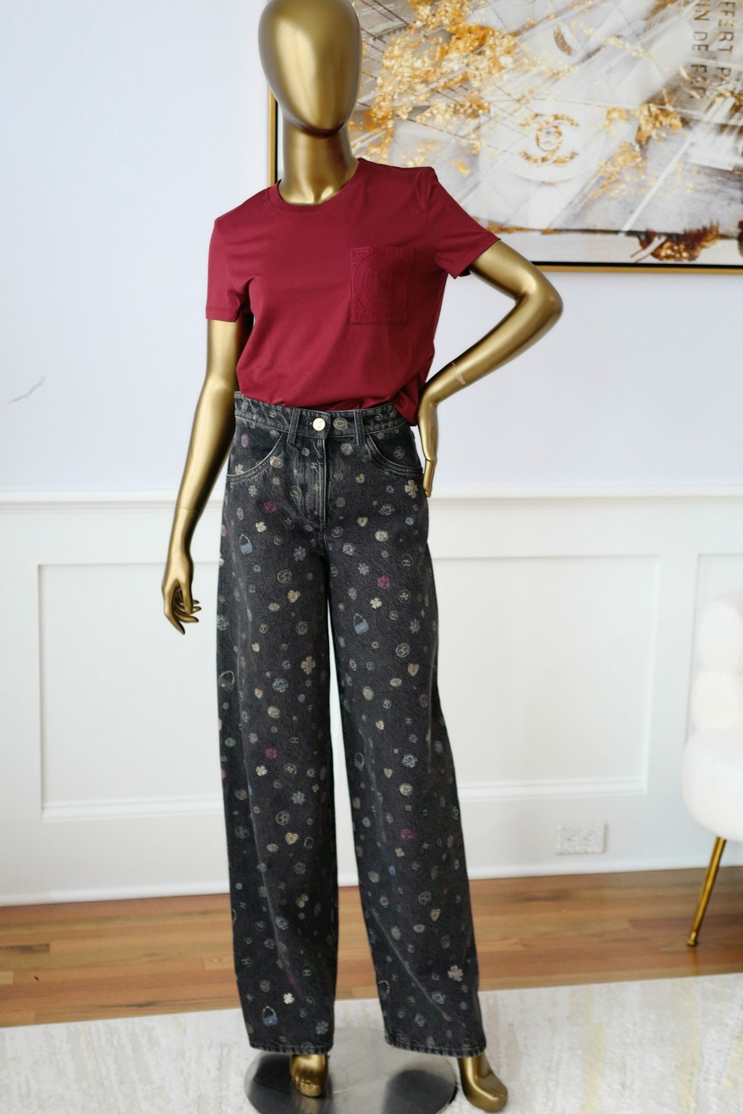 Hermès Embroidered Pocket T-Shirt Rouge Carmin Cotton Crewneck Size 36