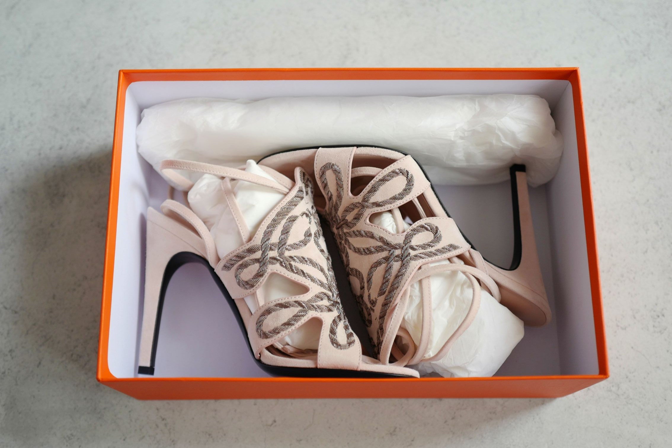 BNIB Hermes Mythic 105 Sandal Rose Palomino Suede High Heels Size 38