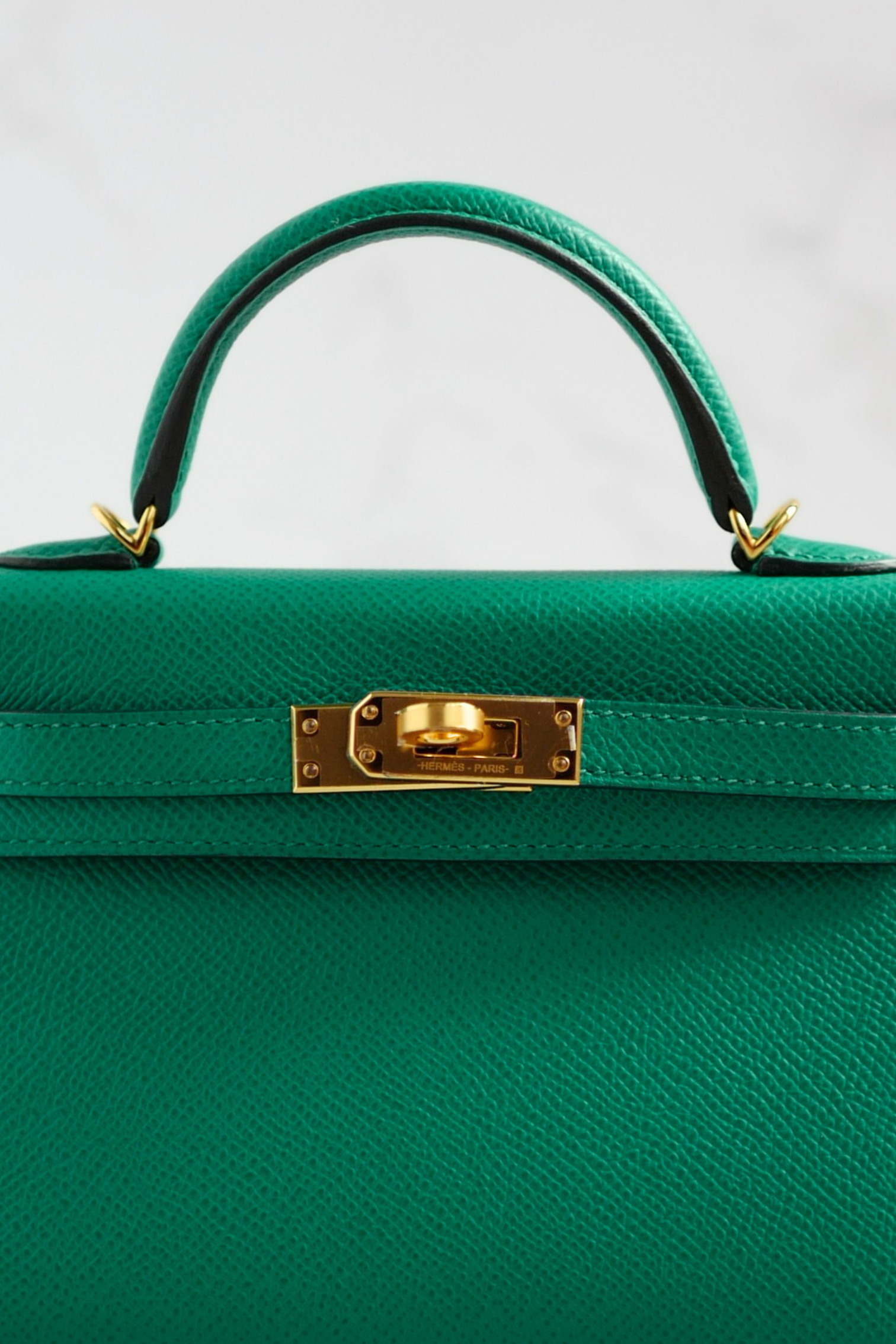Hermès Mini Kelly 20 Vert Jade Epsom Leather Gold Hardware Z