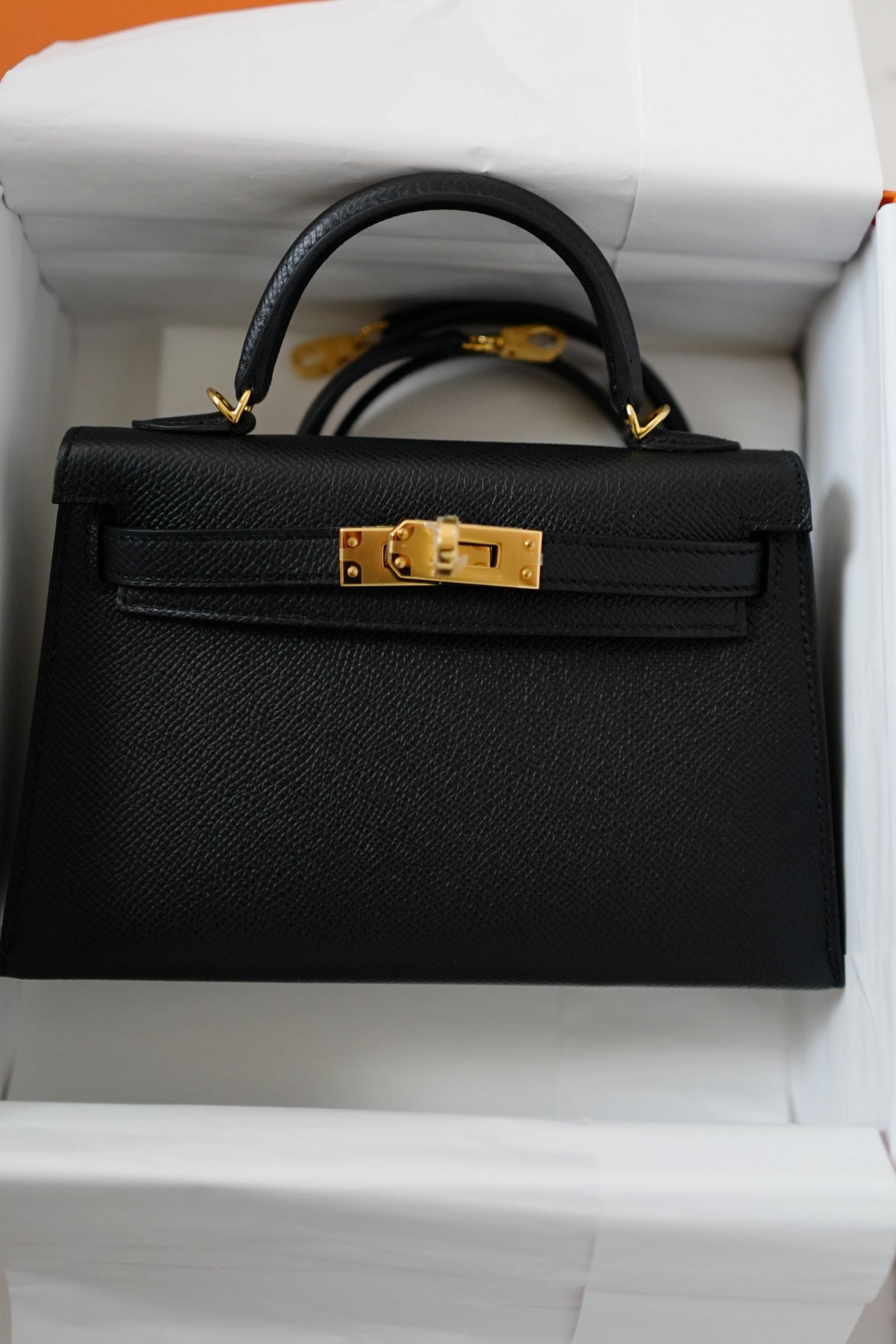 NEW Hermes Mini Kelly Black Epsom Leather Gold Hardware G Stamp 2026