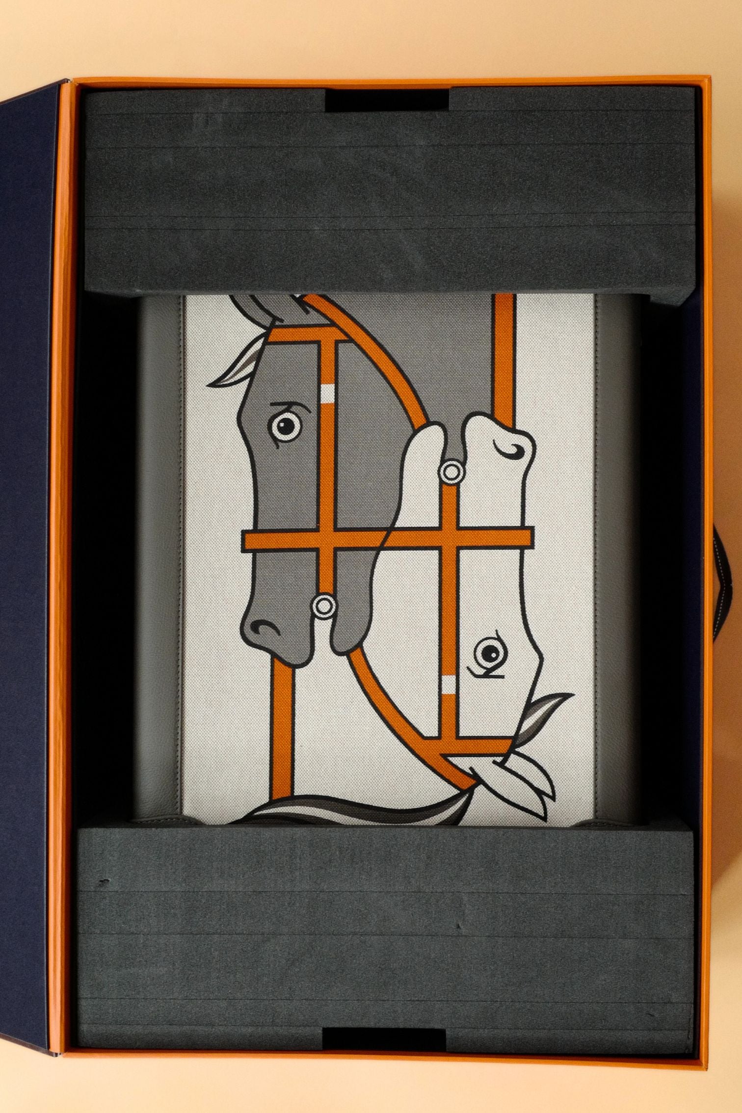 Hermès R.M.S II Cabin Suitcase Toile H Plume Quadrige Étain/Ecru Régate